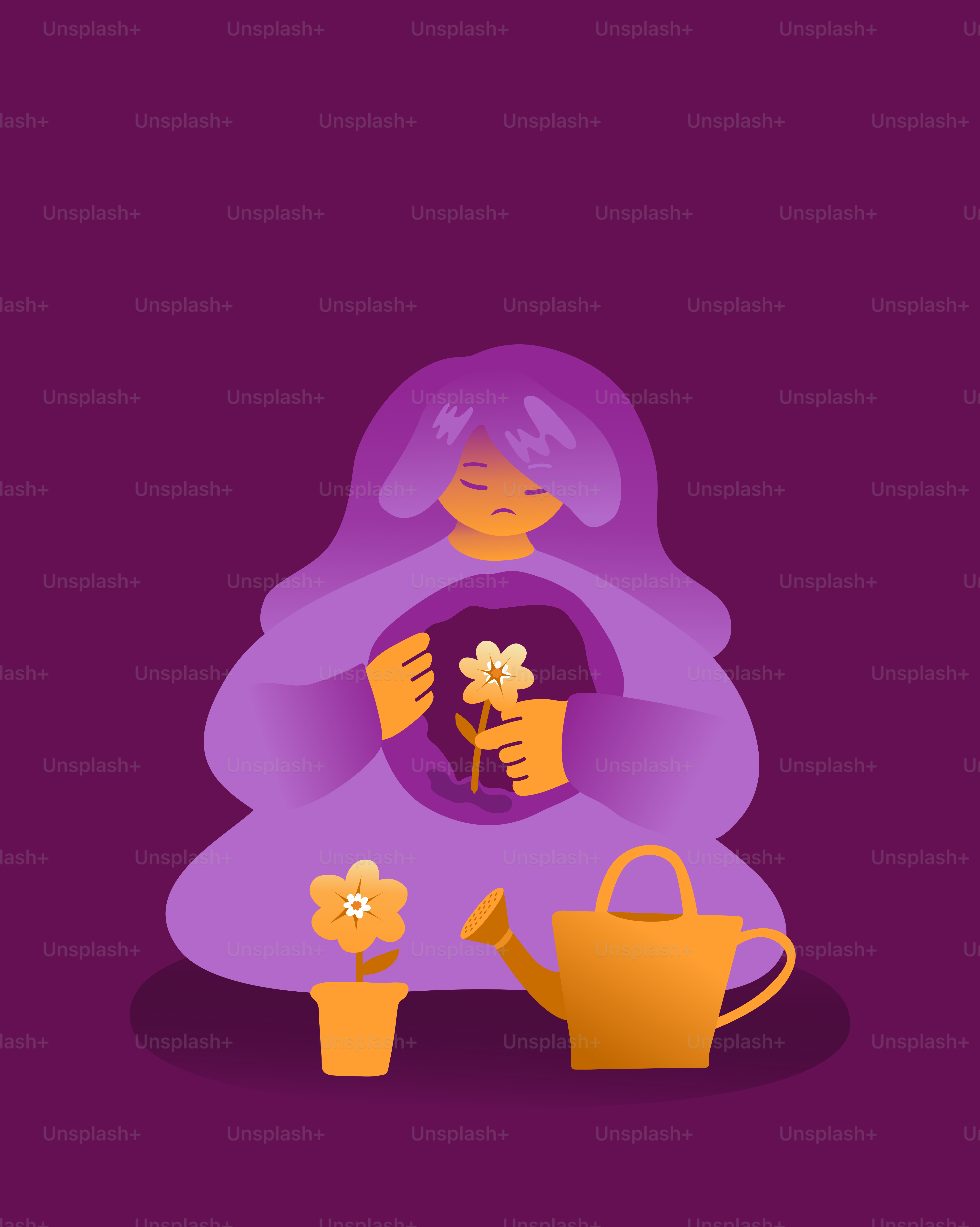 Person nurturing a growing flower with watering can.