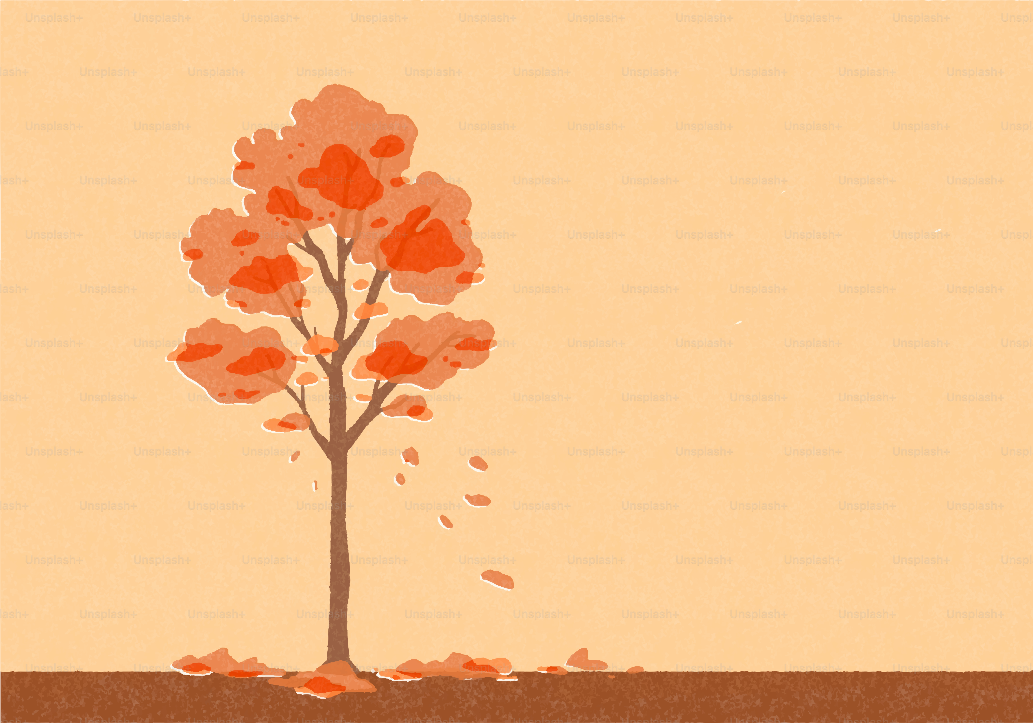 無地の背景に落ち葉が落ちる秋の木のベクター – Unsplashの秋の画像, image size:3000x2099