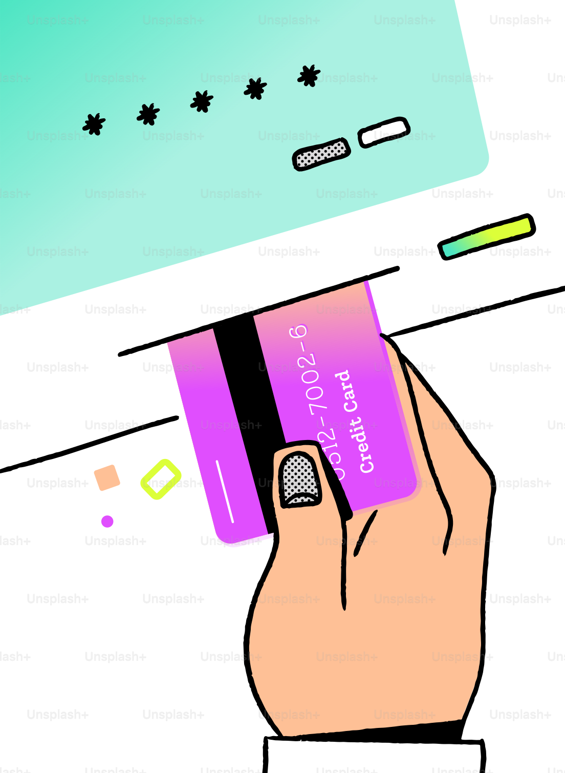 Hand inserting credit card into machine slot