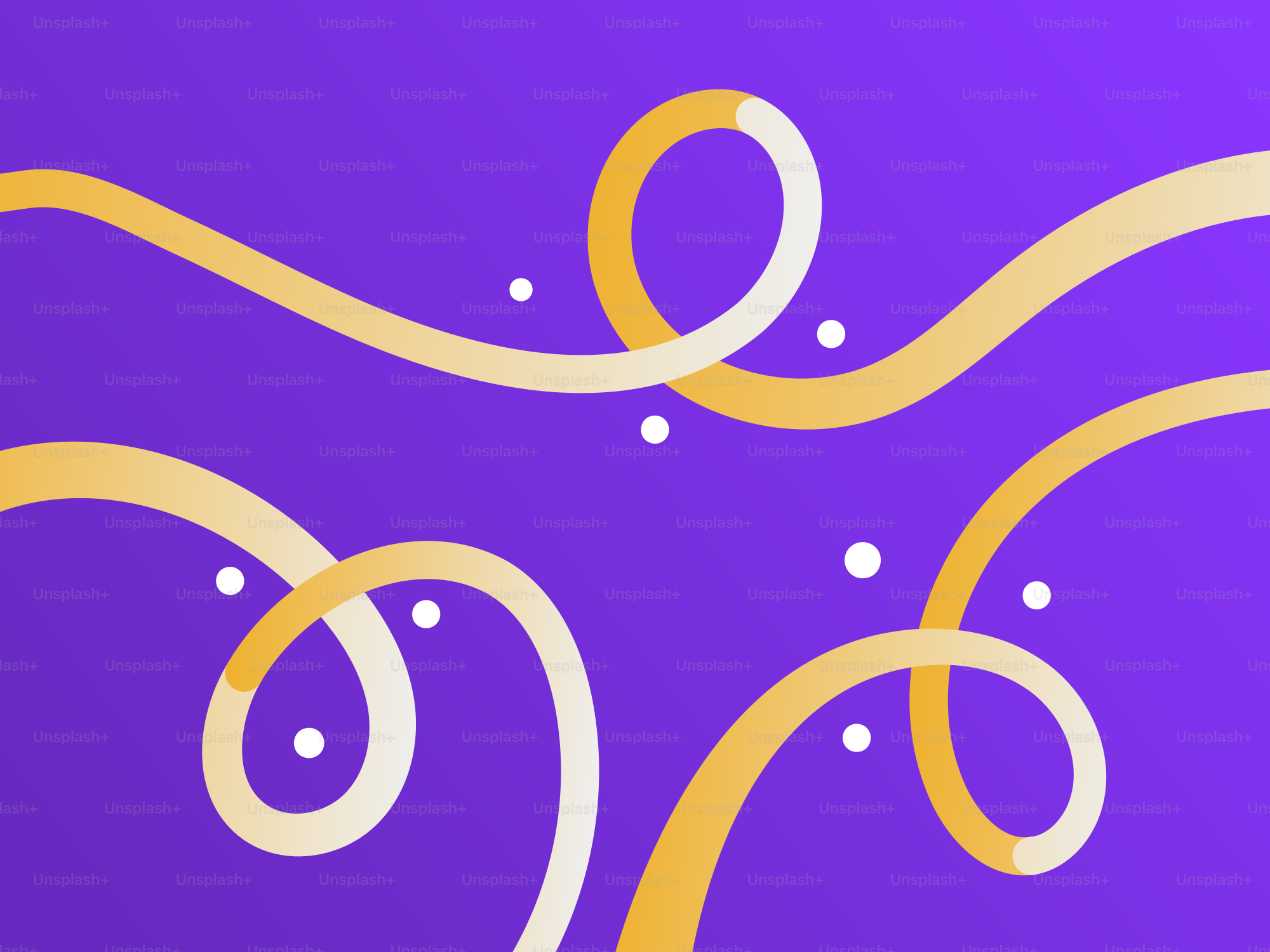 Vagues en ruban jaune sur fond violet avec des points