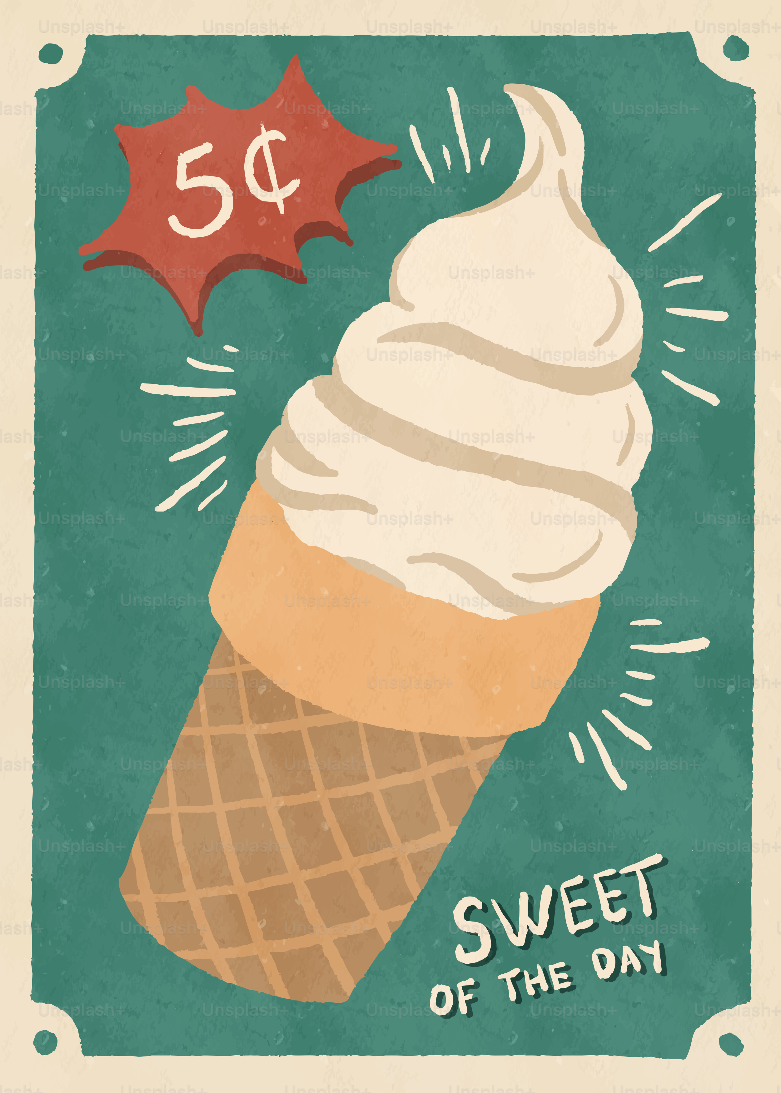 Cono gelato soft con un prezzo da 5 centesimi.