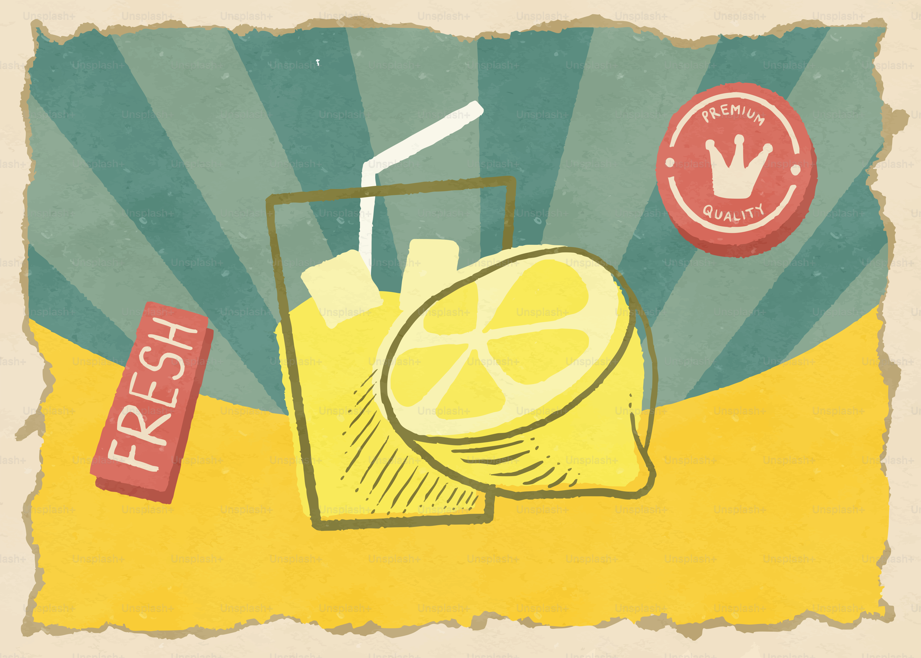Limun segar dengan lemon dan jerami.