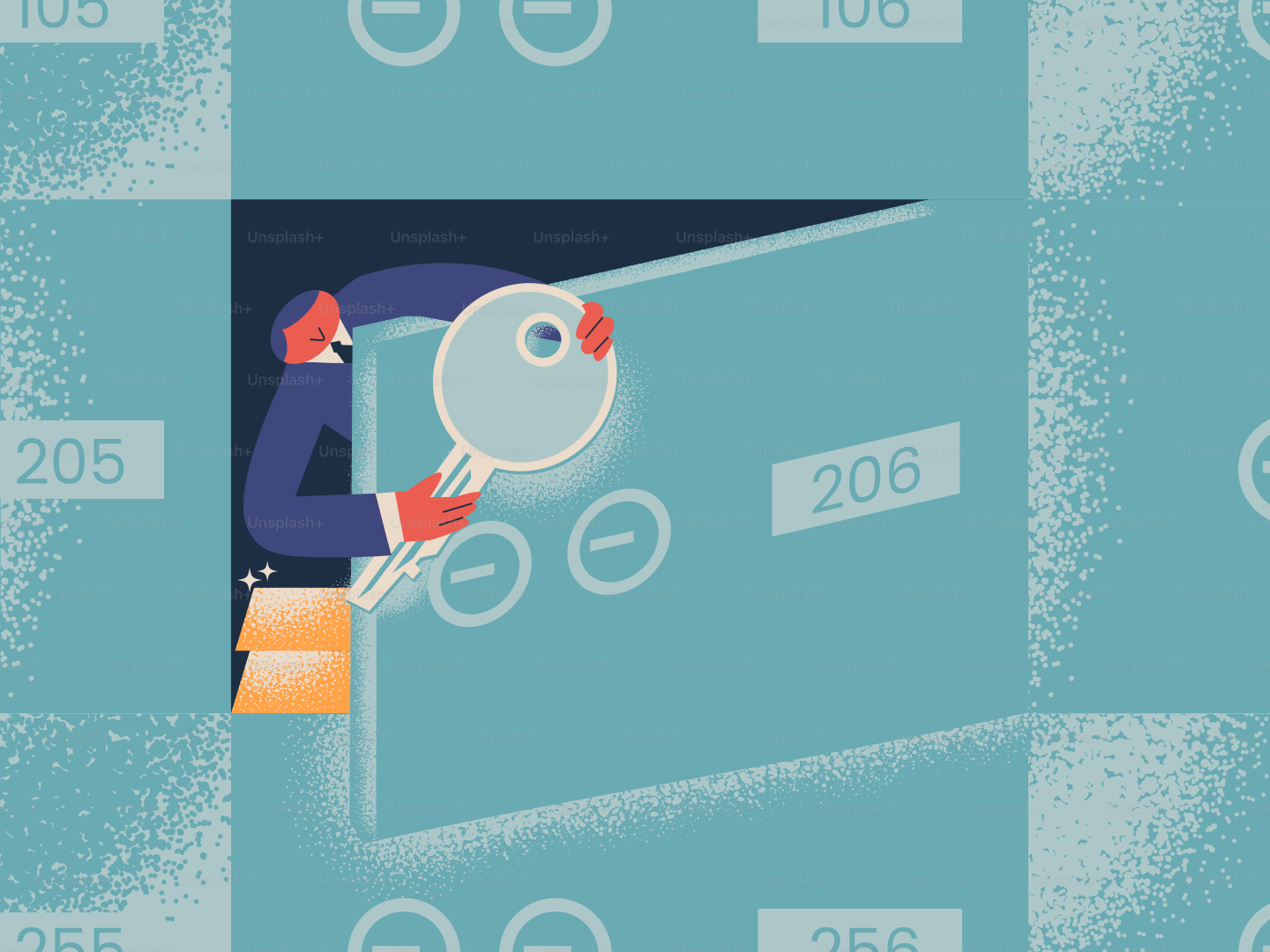 Person unlocking a door with a key