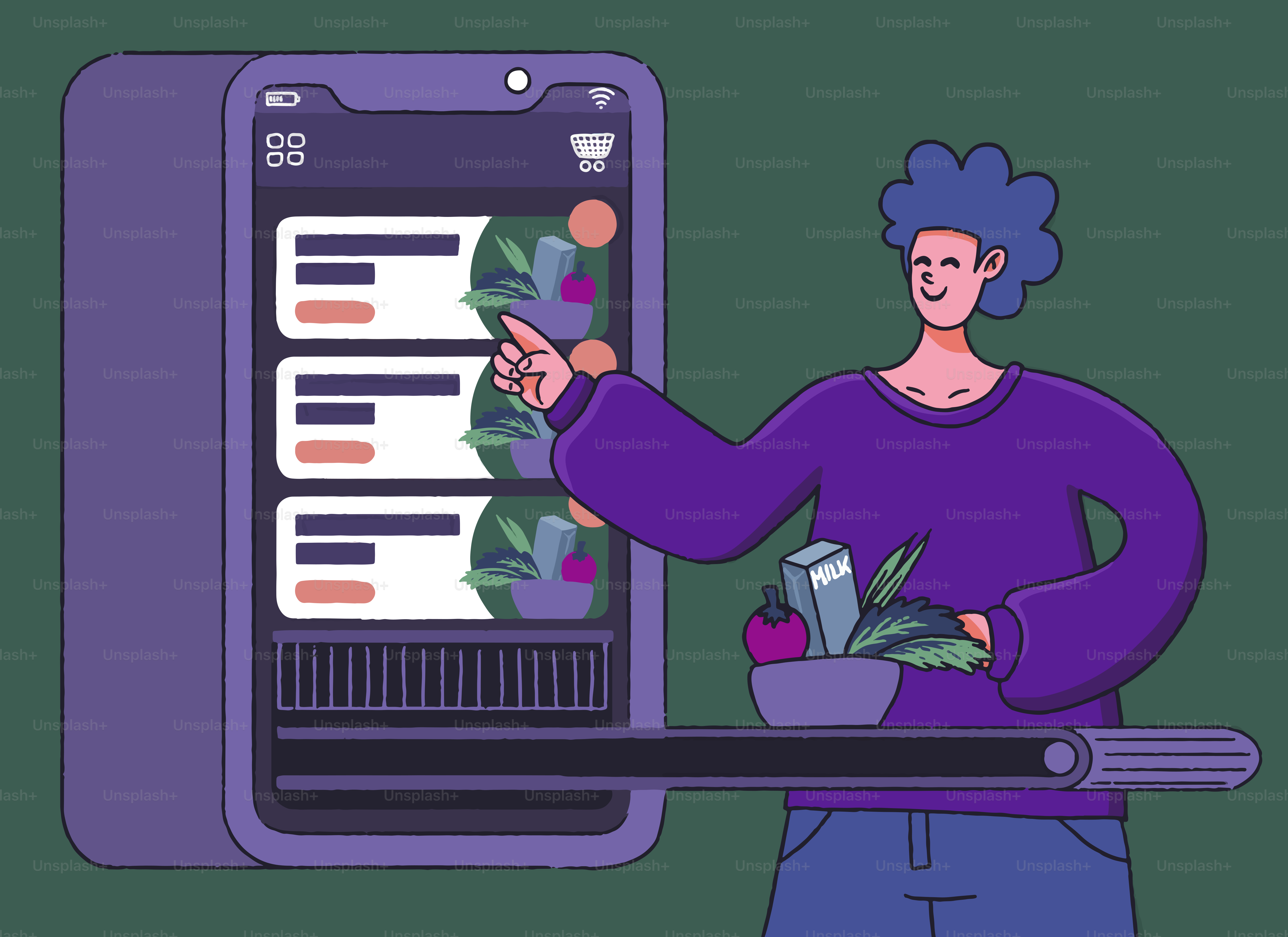 Person interacts with a food ordering app on phone