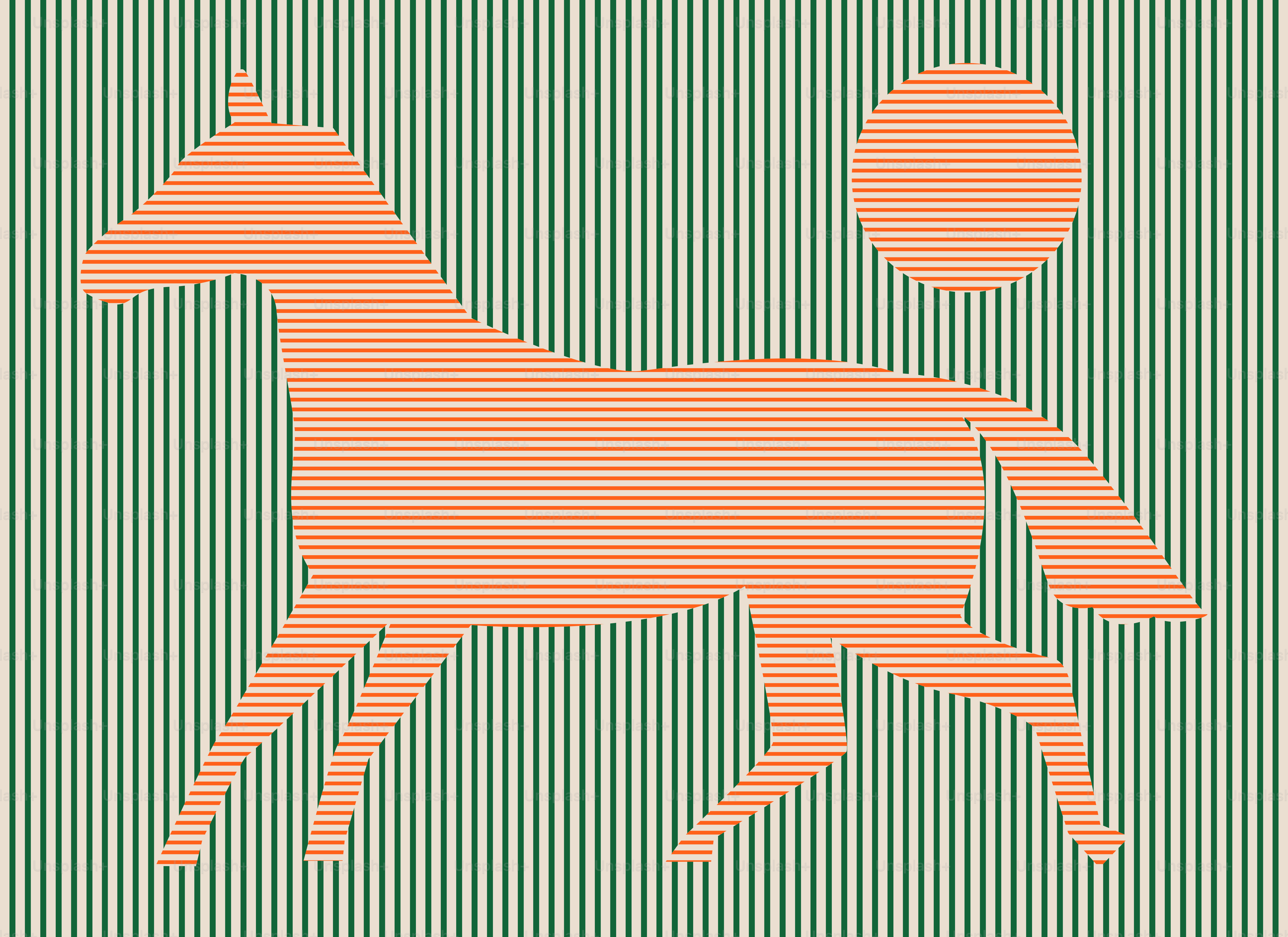 Pink horse silhouette with sun against striped background