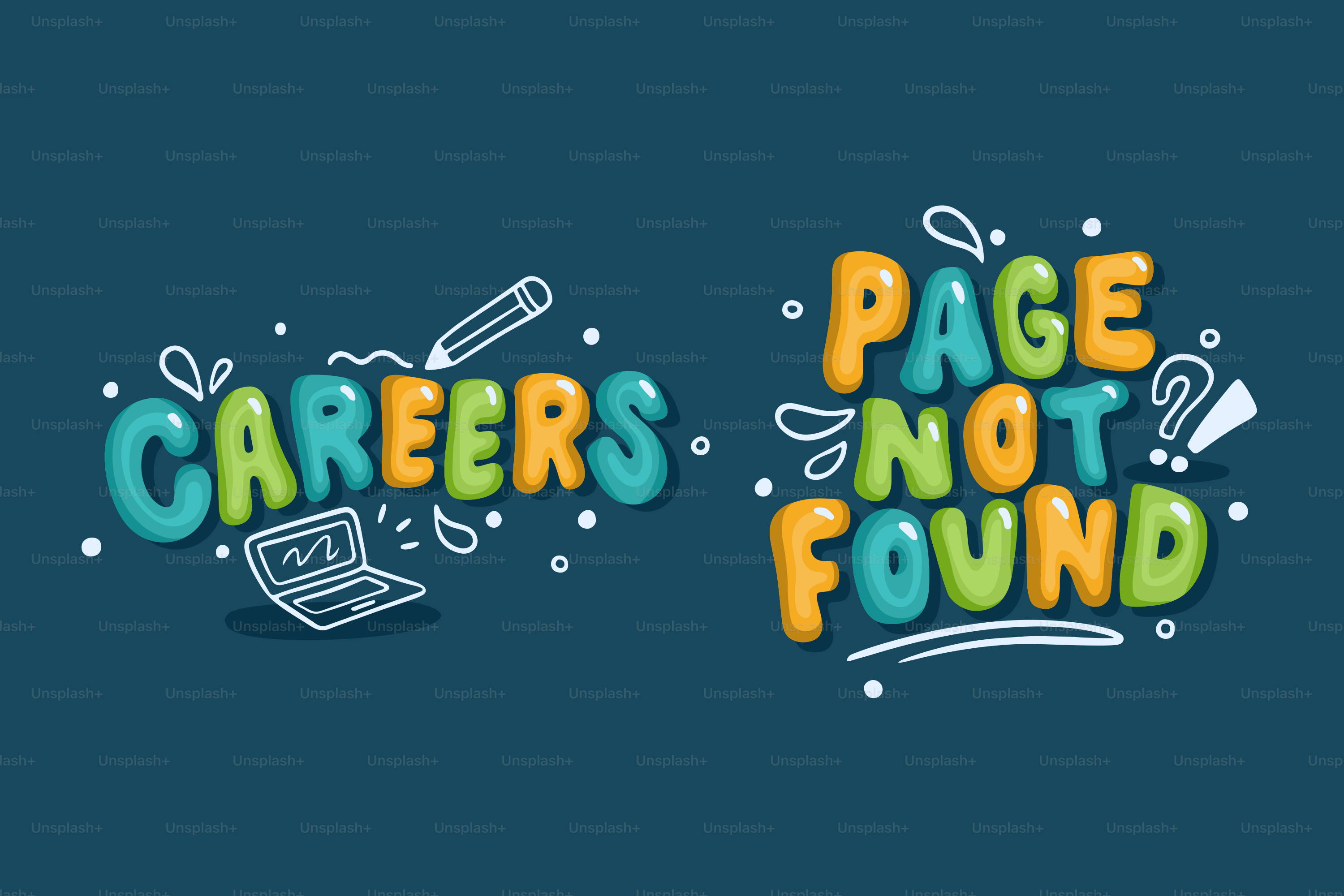Careers and page not found text with icons