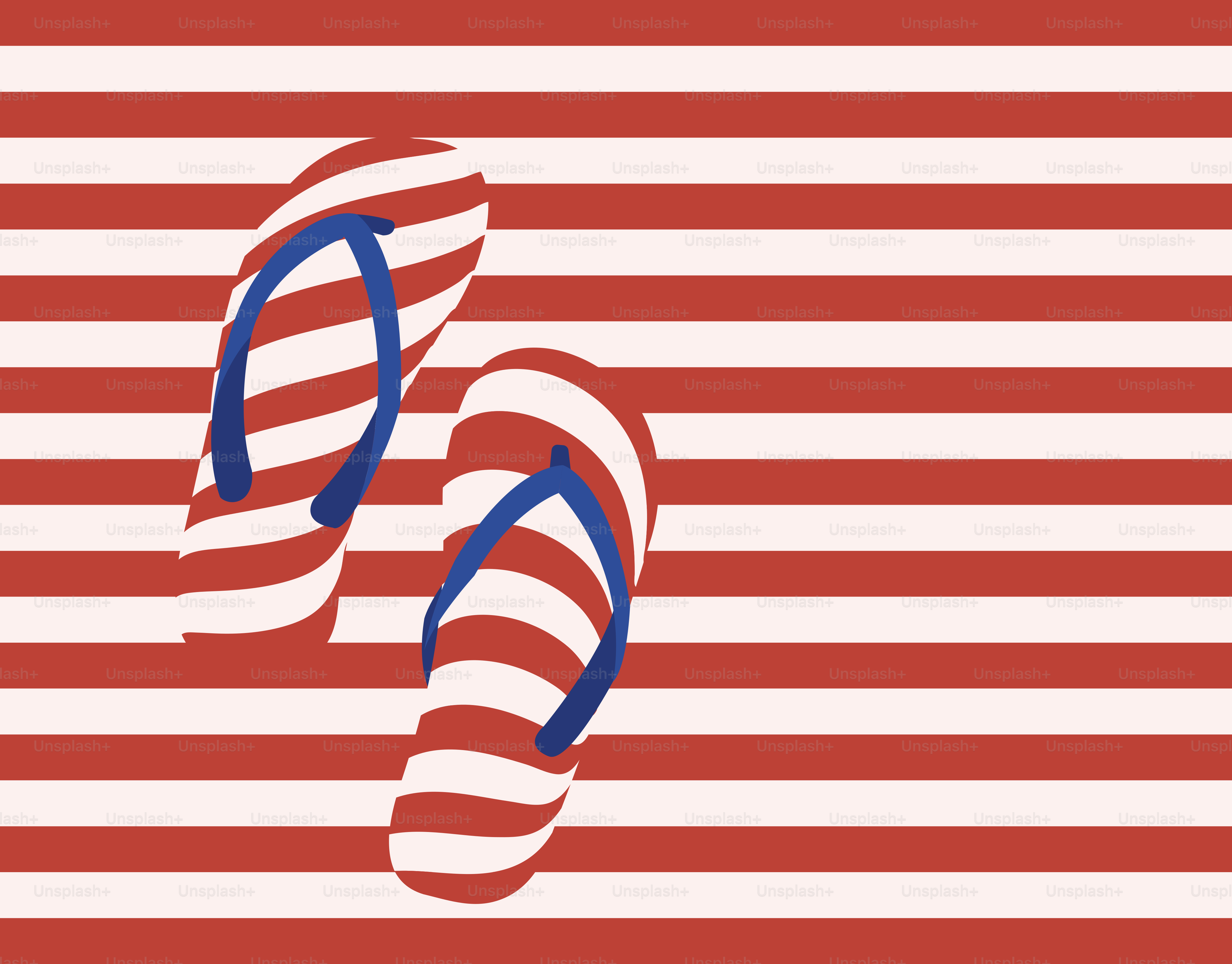 Striped flip-flops on a striped background