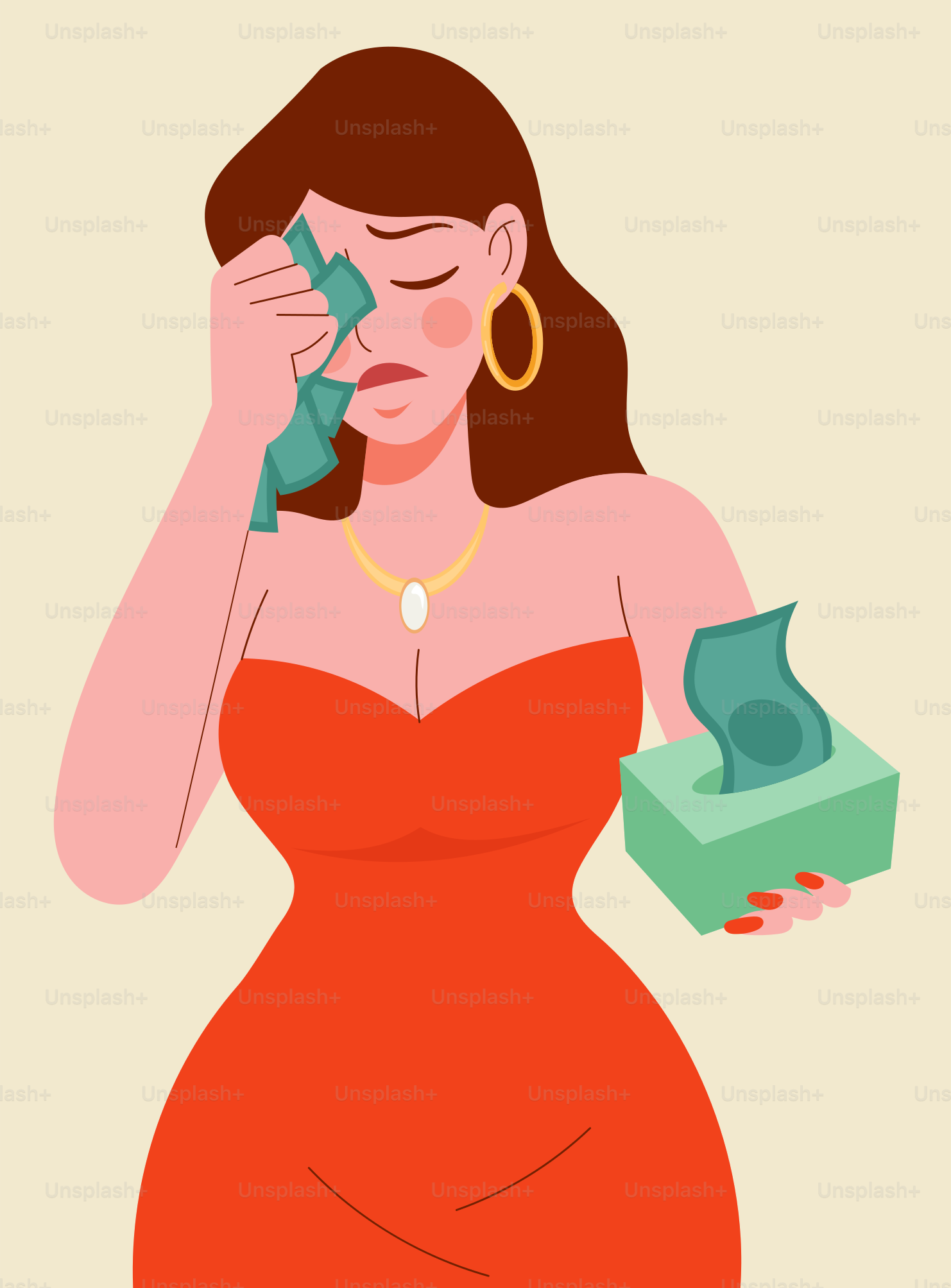 Woman crying and wiping tears with tissues