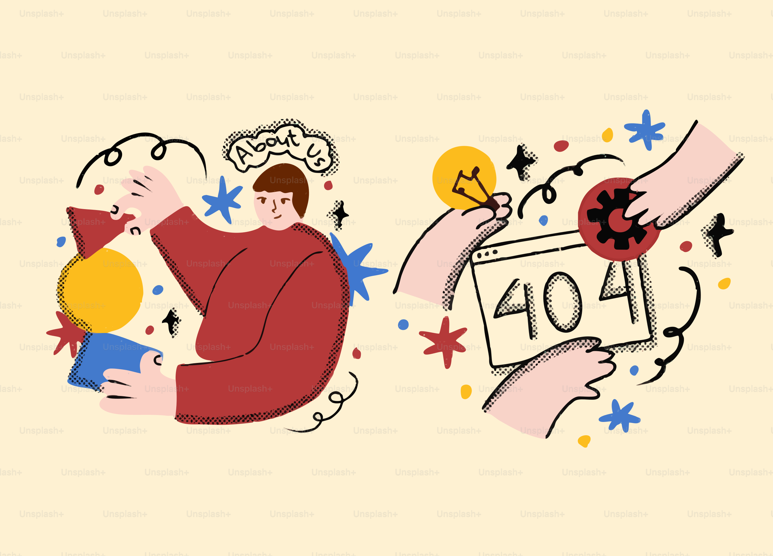Abstrakte Illustration von Personen und Fehlerseite