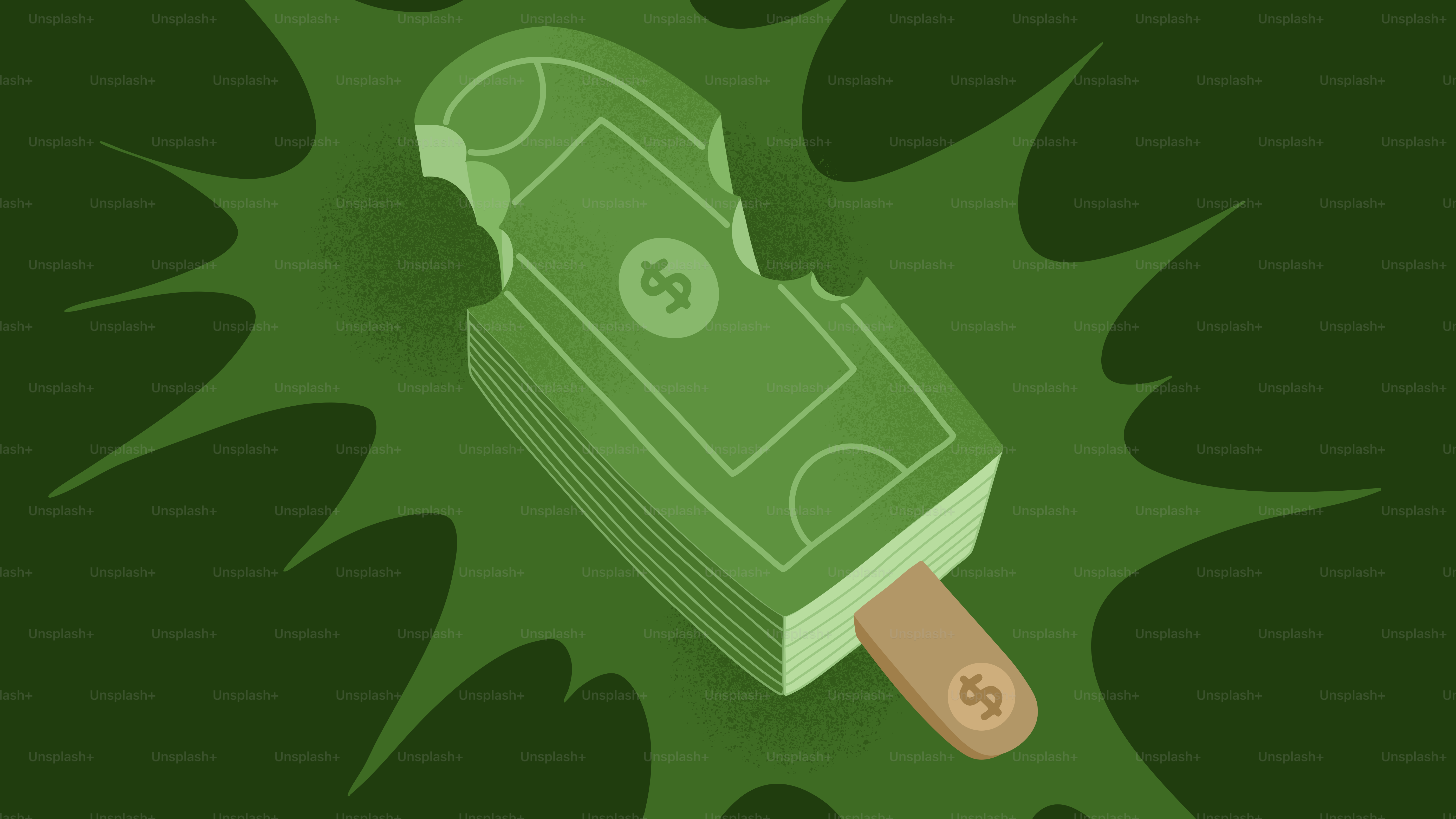 Money shaped like a popsicle with bite marks