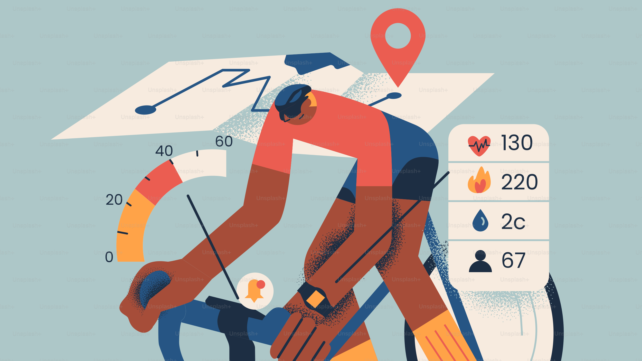 Ciclista monitorizando los datos de fitness durante una ruta.