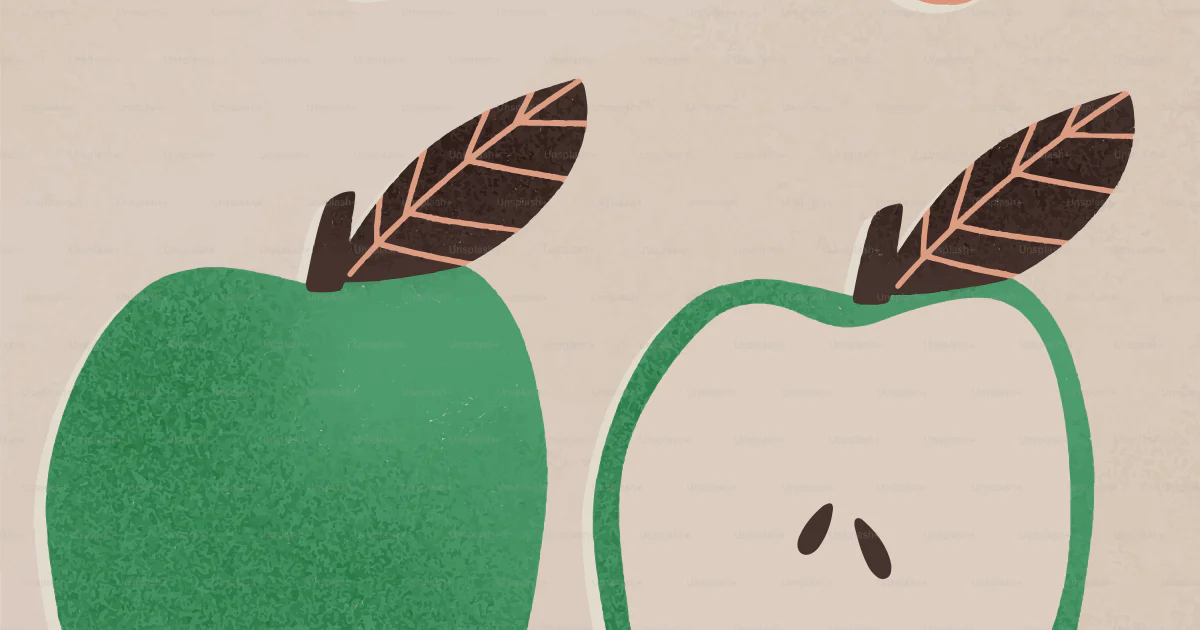 Stylized Apple Vector Four stylized apples, two whole and two halved. vector – Vintage Image ...