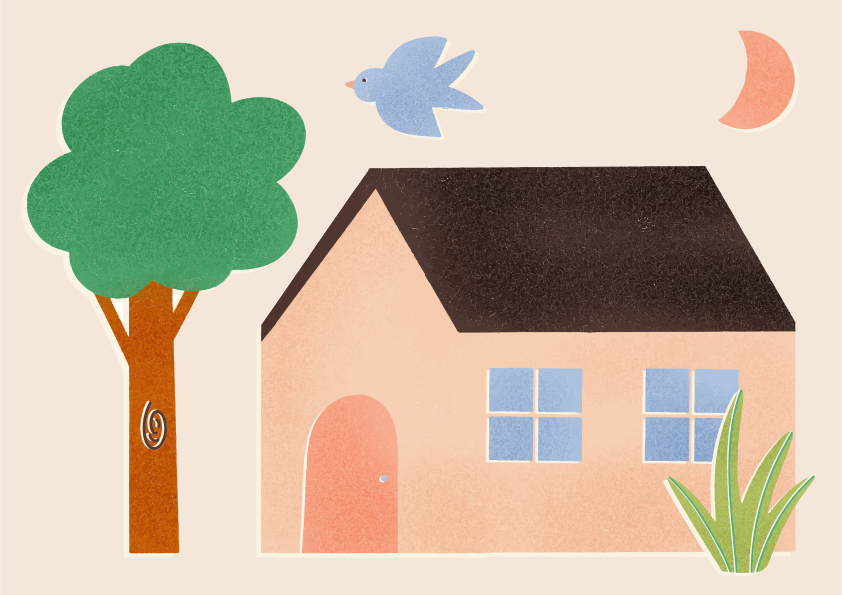 Una casa sencilla con un árbol y un pájaro. vector – Imagen de Casa en  Unsplash, image size:3000x2119