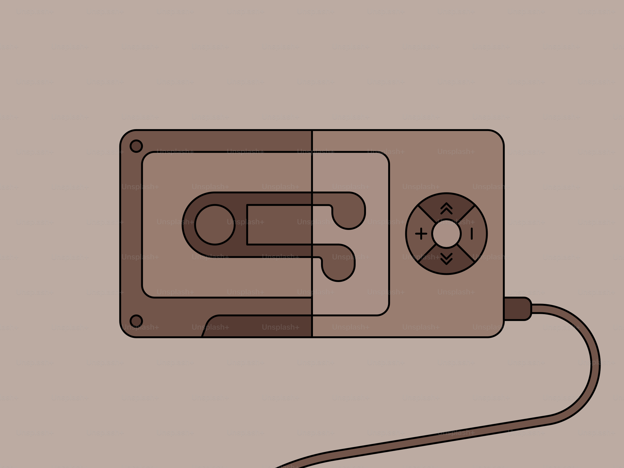 Reproductor de casetes vintage con auriculares conectados
