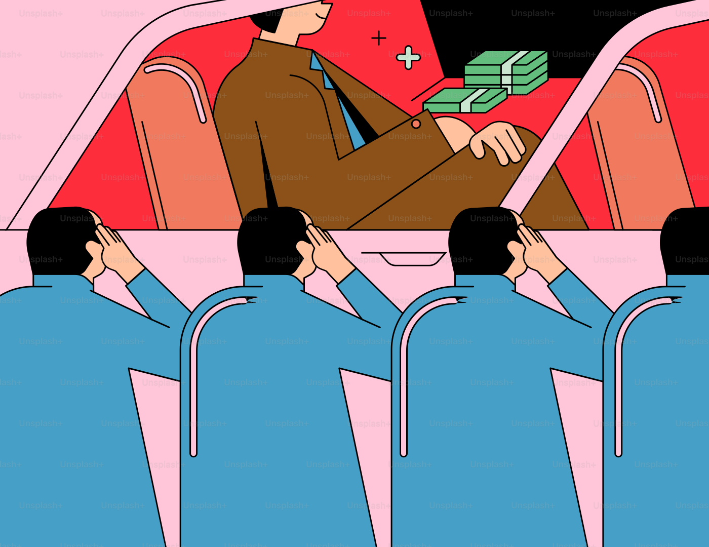 Mann im Auto gibt Geld an die salutierende Menge.