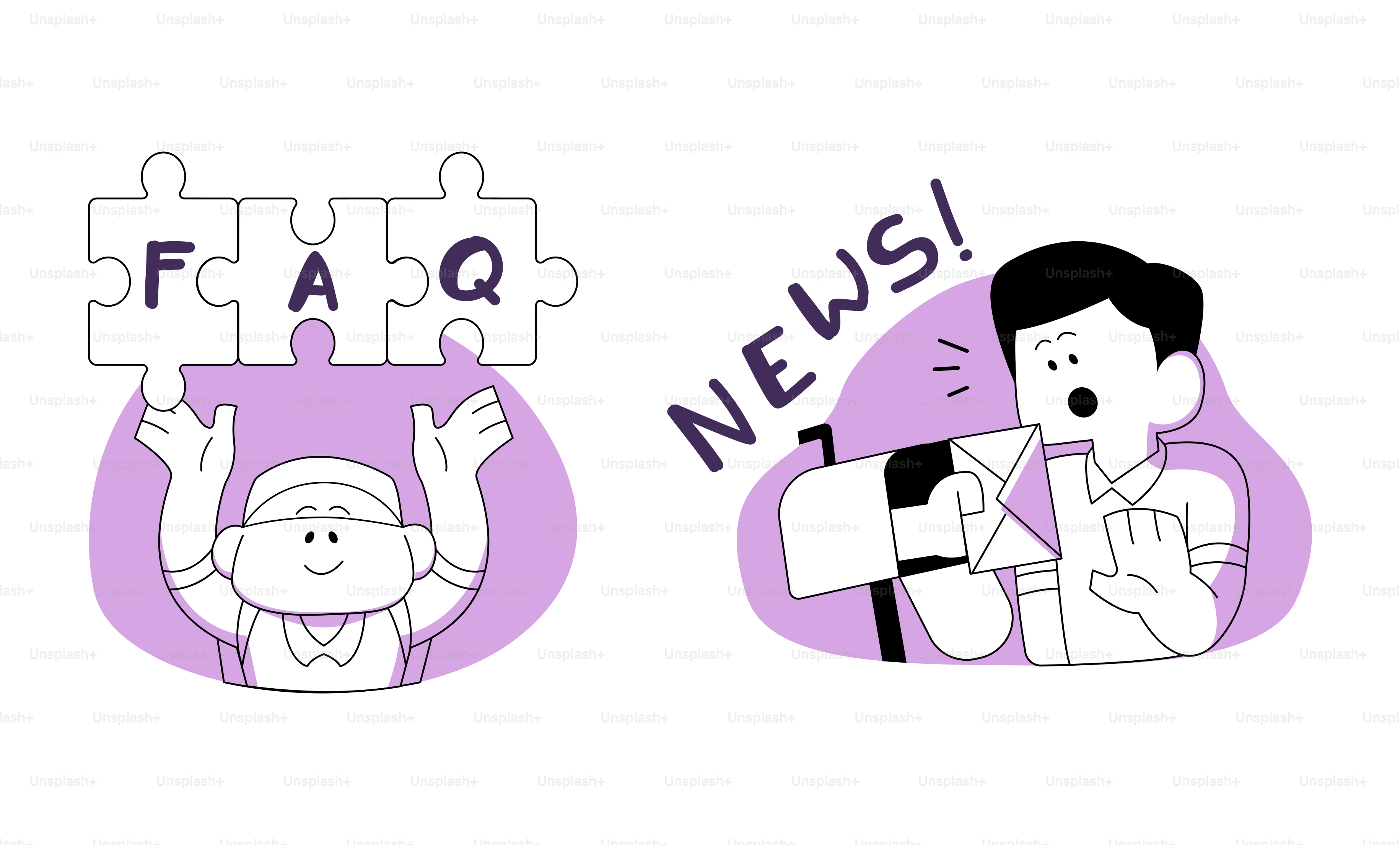 Deux illustrations représentant des messages d’erreur avec du texte ...