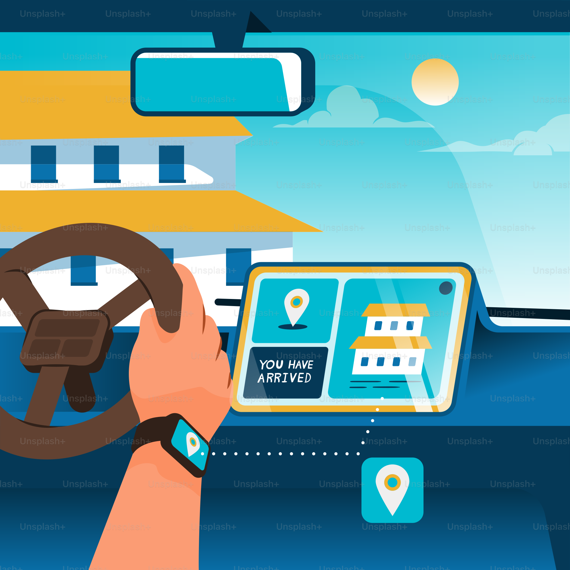 Conducteur utilisant le système de navigation dans une voiture