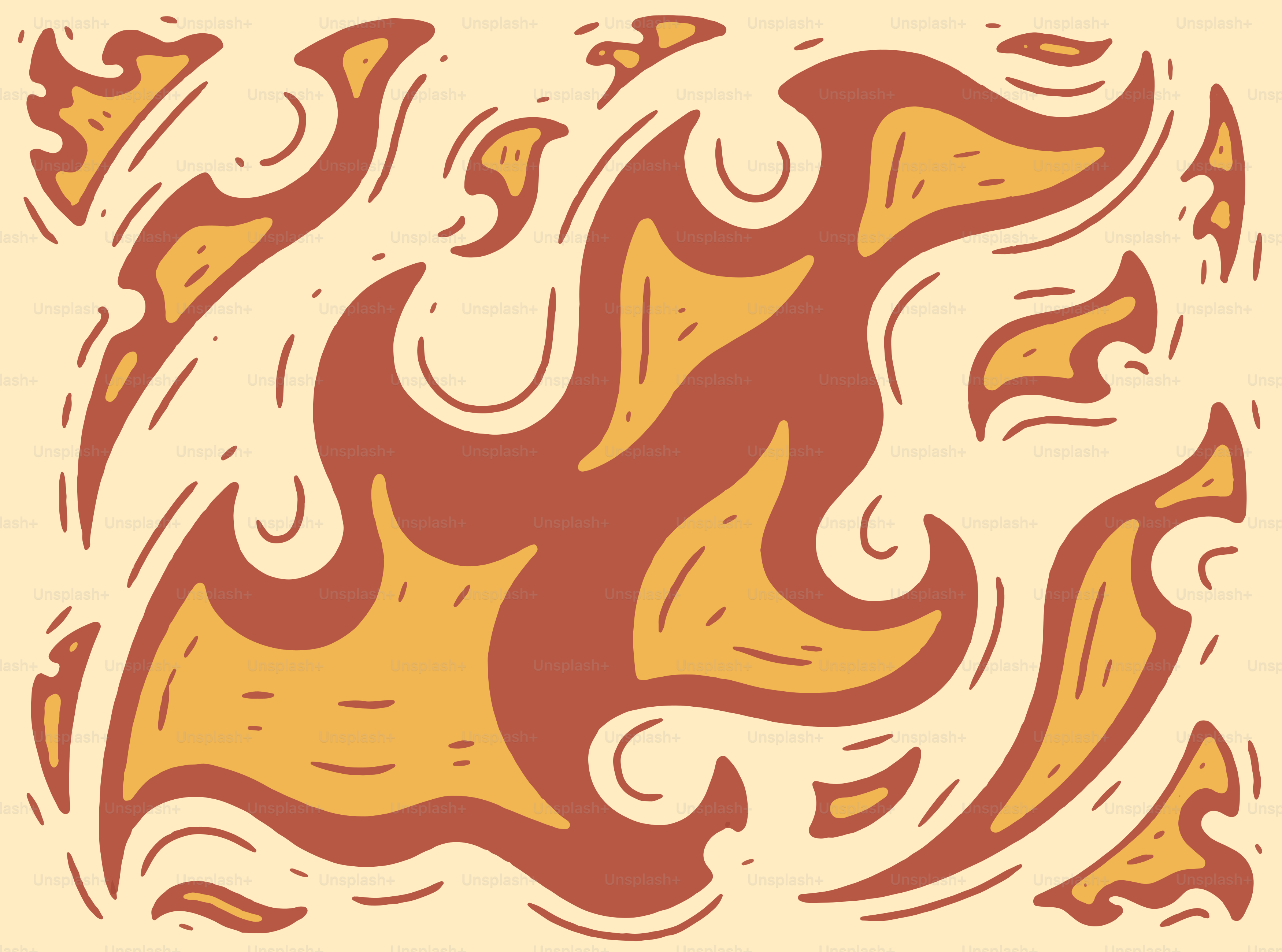 Stylized abstract flames in warm colors