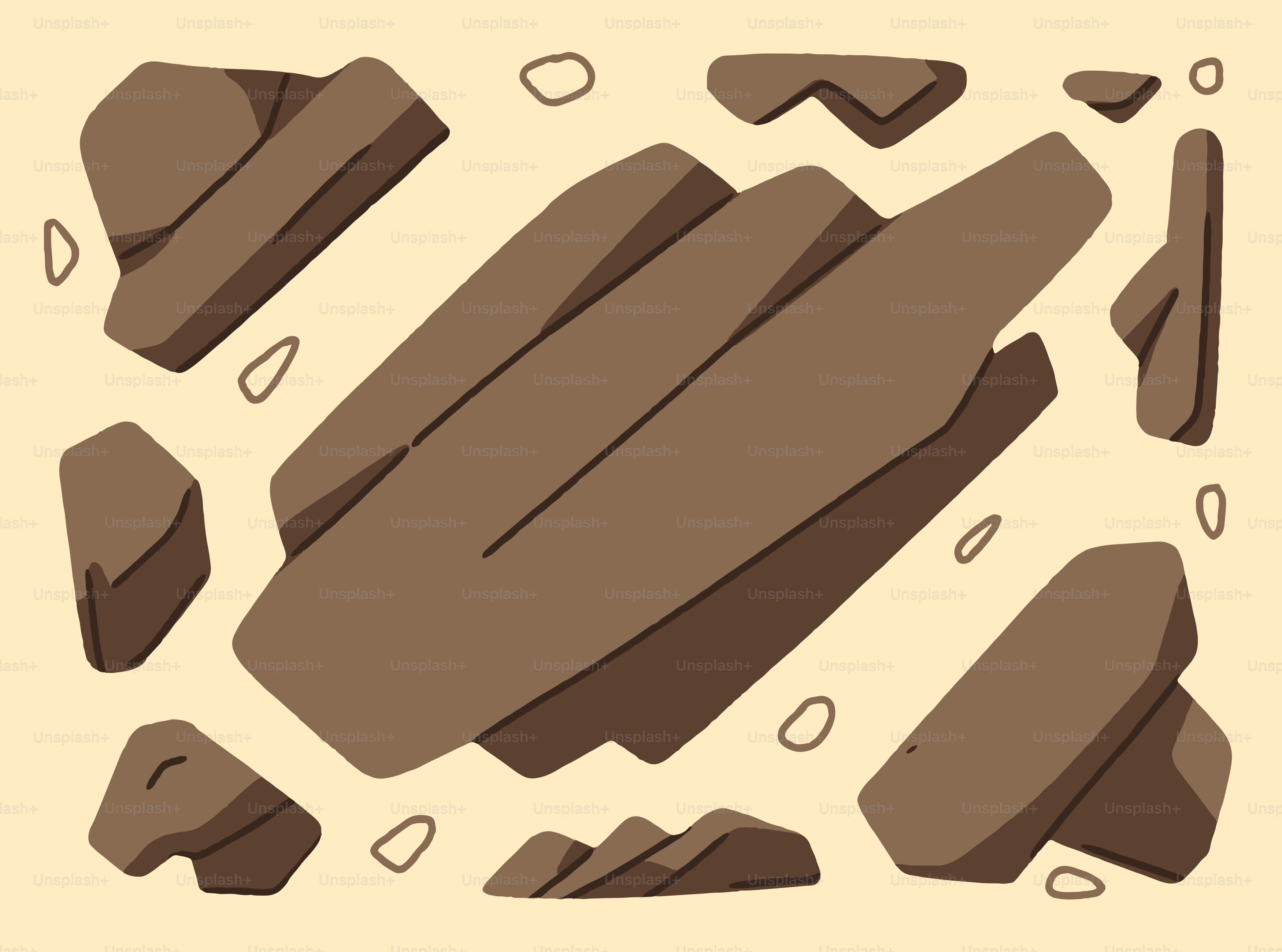 Brown rocks scattered on a light brown background