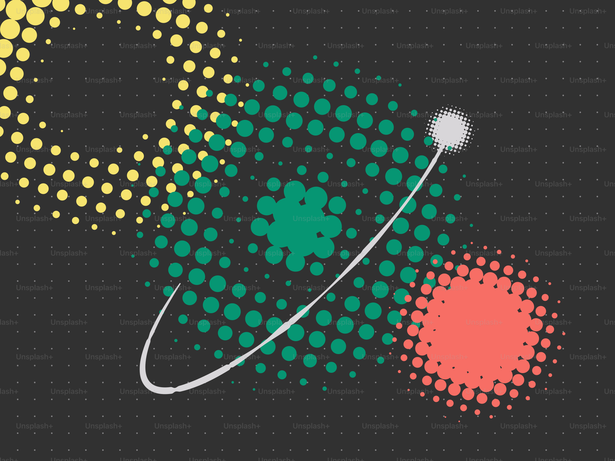 Diseño abstracto con círculos de semitonos de colores y elemento orbital