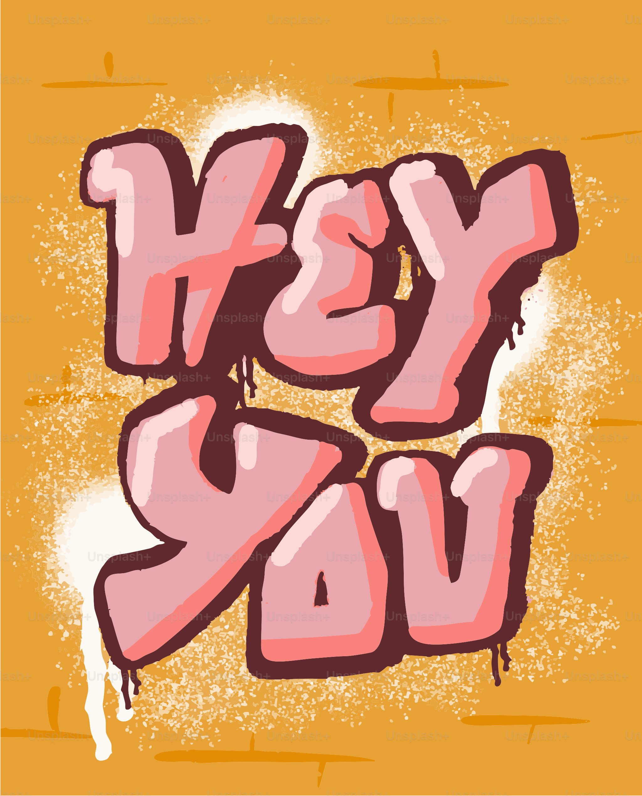 Graffiti-Kunst sagt "hey you" an einer Backsteinwand