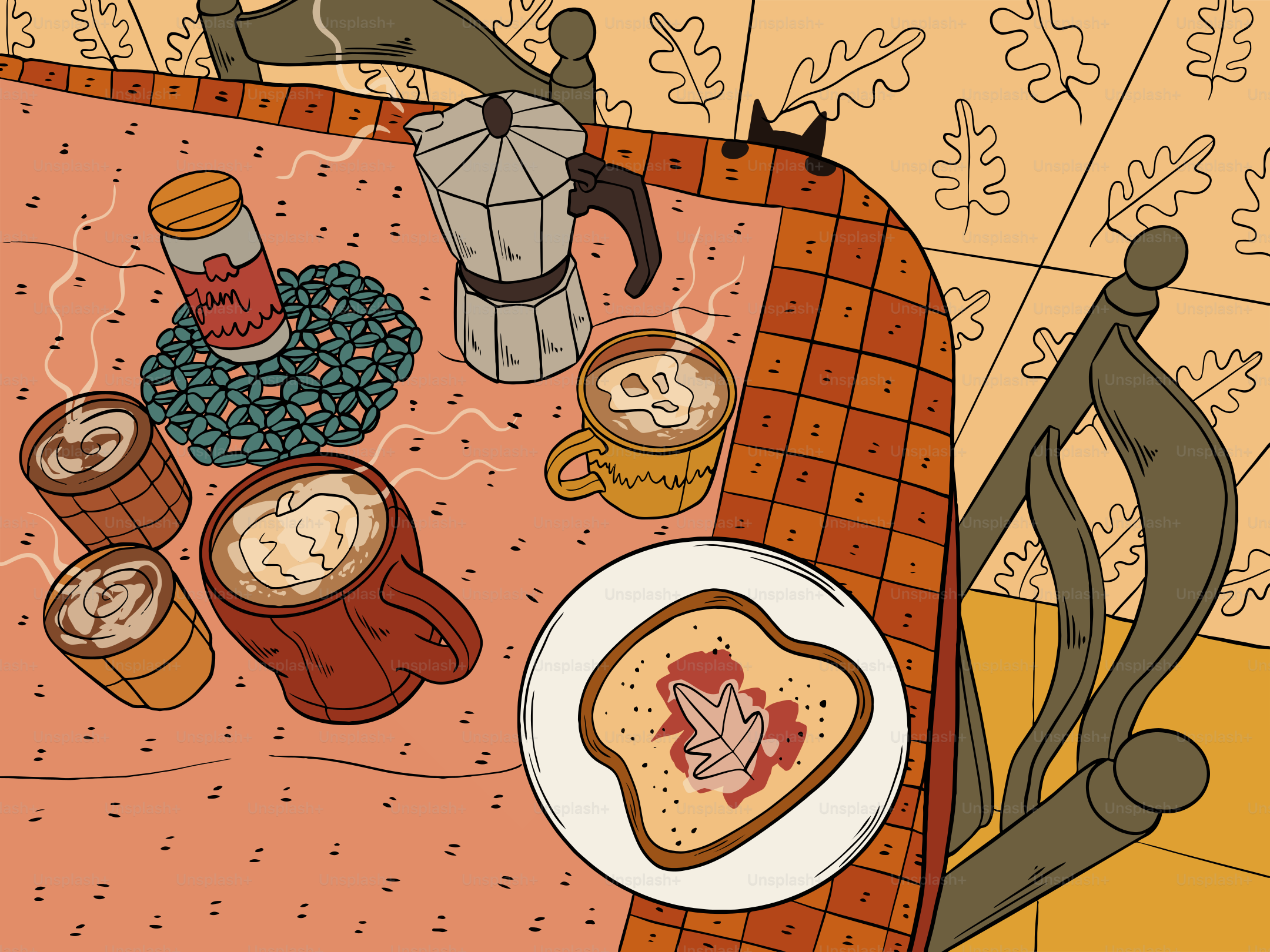 Cozy breakfast with coffee and toast