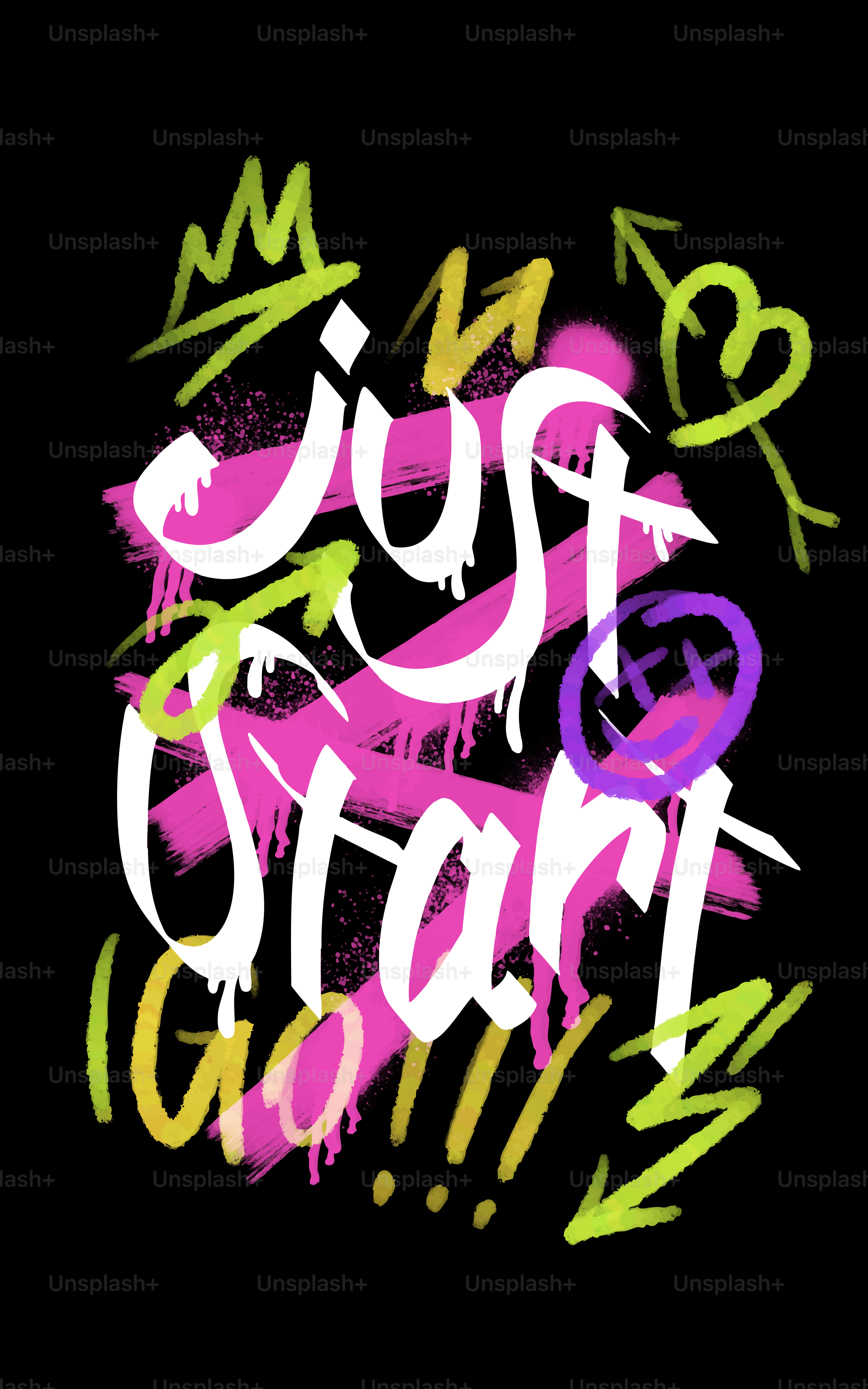 Graffiti-Kunst mit den Worten "Just Start Go"