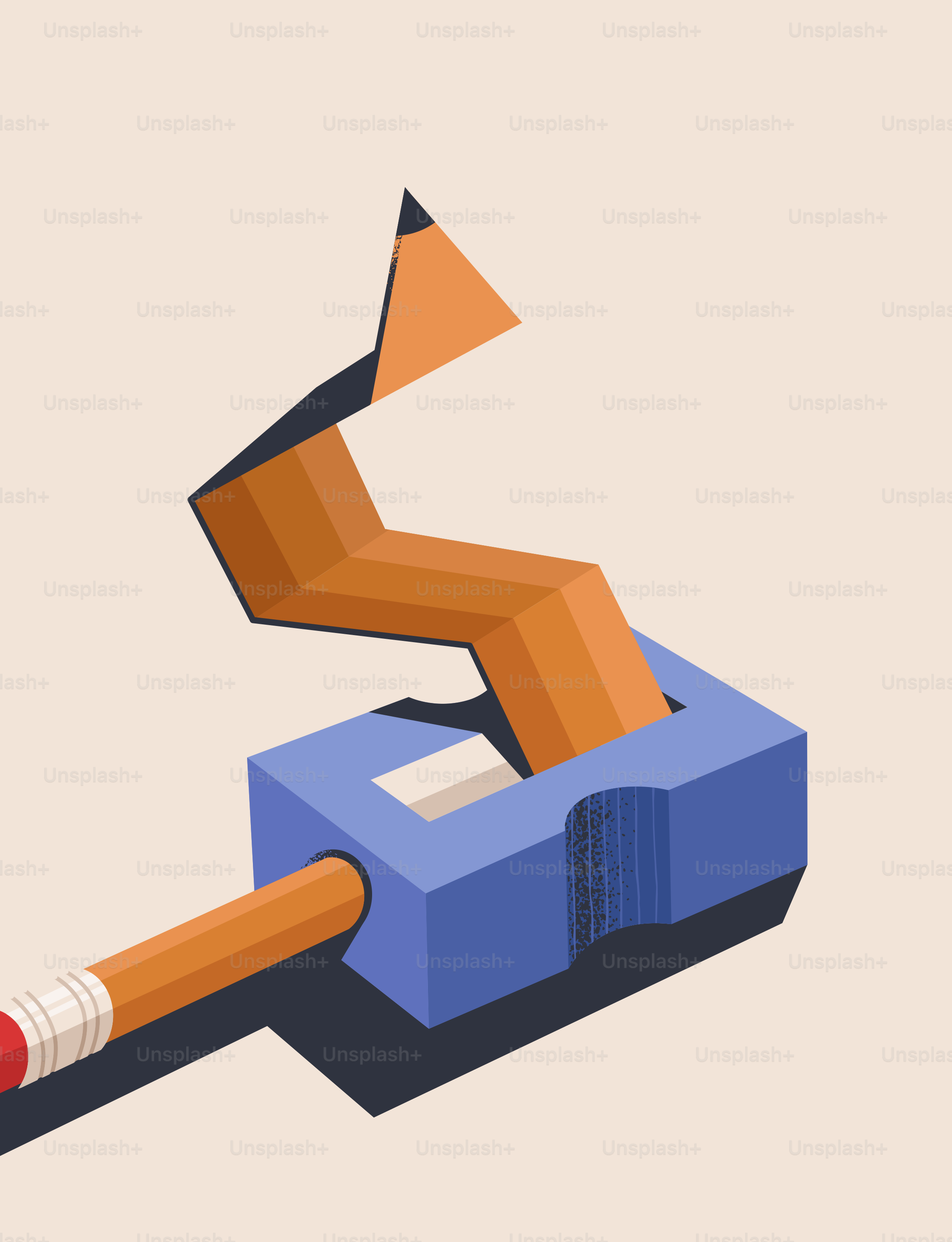 Pencil sharpening into a zig-zag shape