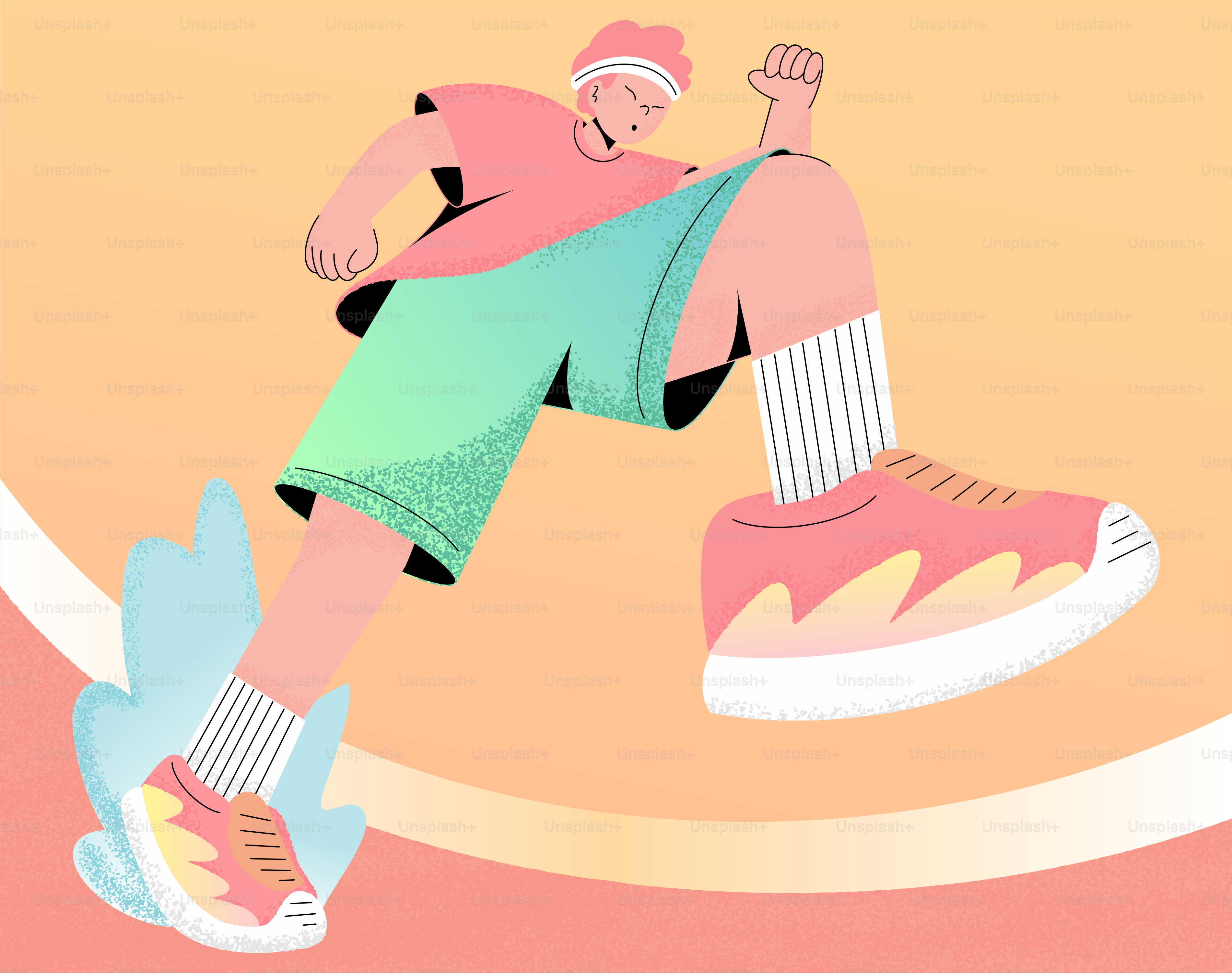 A stylized person running with a headband and athletic wear.