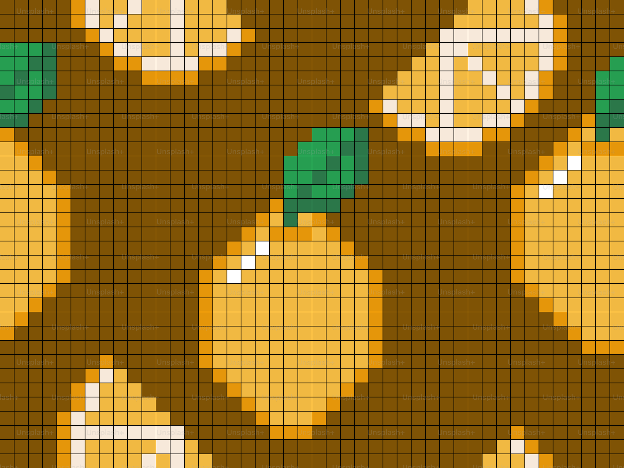 Limones pixelados y rodajas de limón sobre fondo marrón