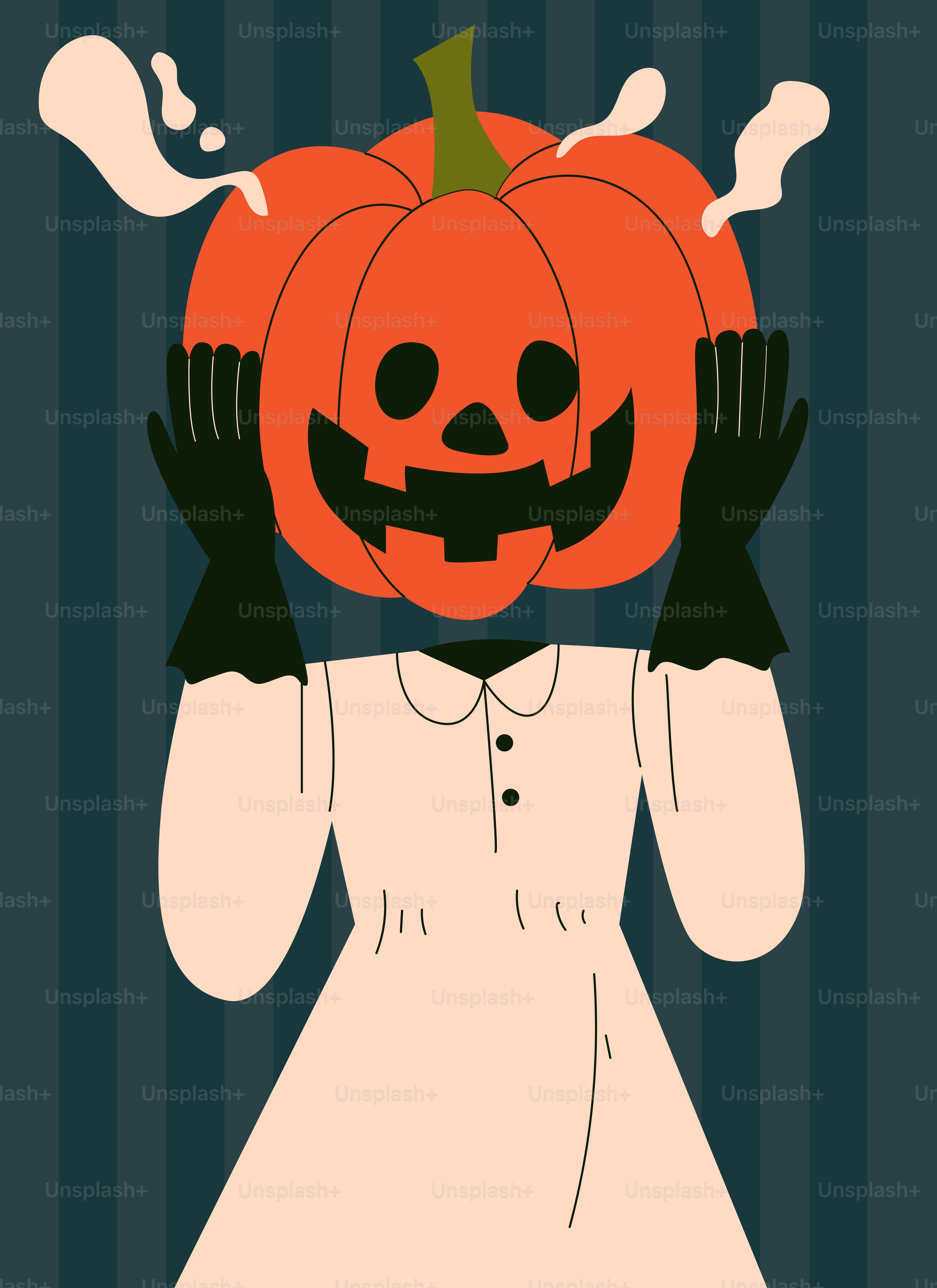 彫刻されたカボチャを持つ手には「気をつけて、怖がれ」と書かれているのベクター – Unsplashの秋の画像, image size:3000x4125