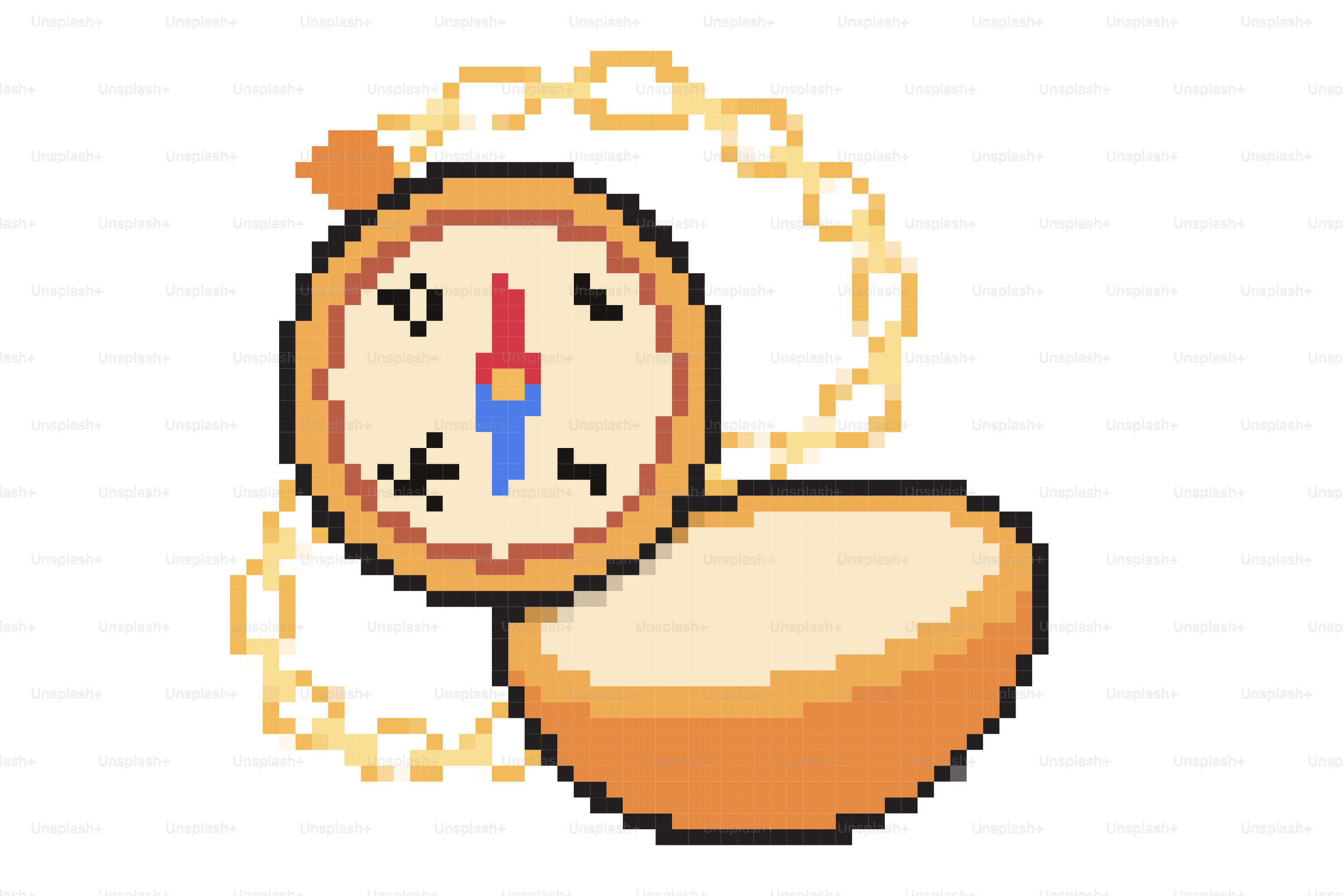 Pixel art de un reloj de bolsillo abierto con cadena
