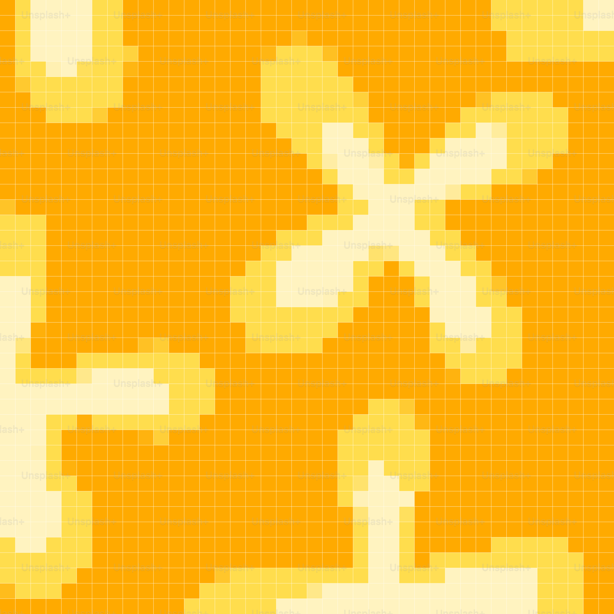 Formas abstractas amarillas pixeladas sobre fondo naranja