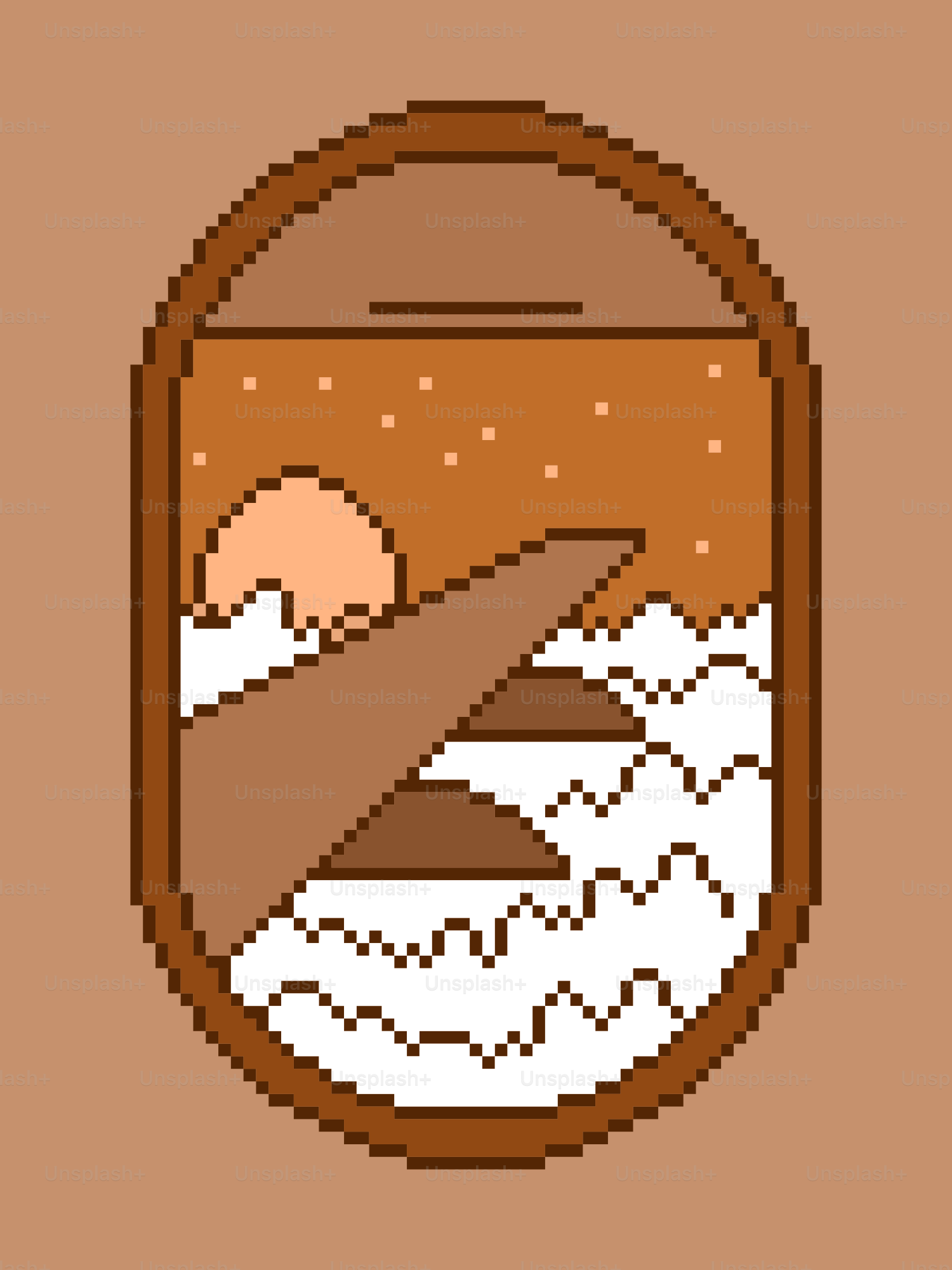 Vista de pixel art desde la ventana del avión al atardecer