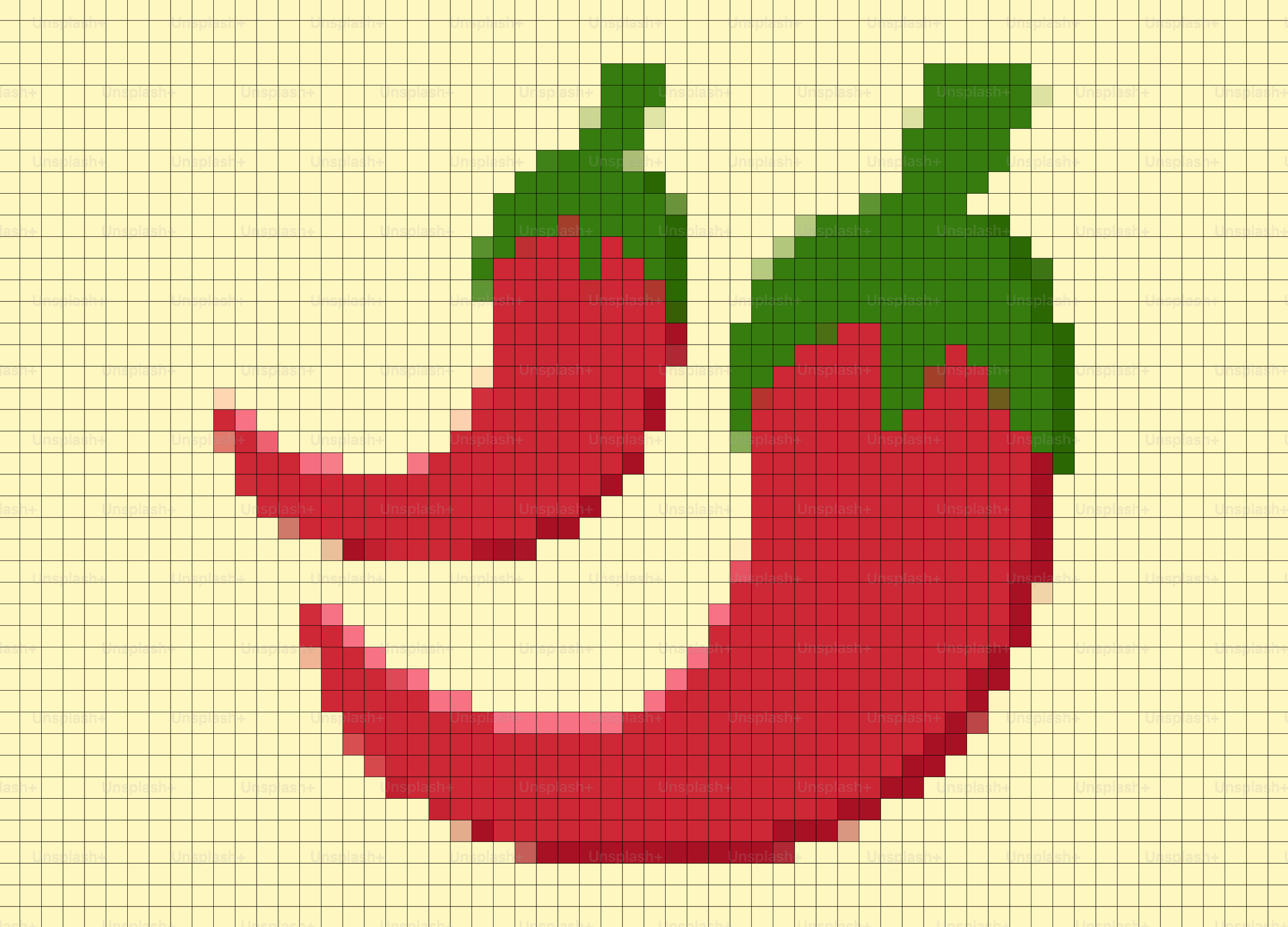 Dos chiles rojos pixelados sobre un fondo amarillo