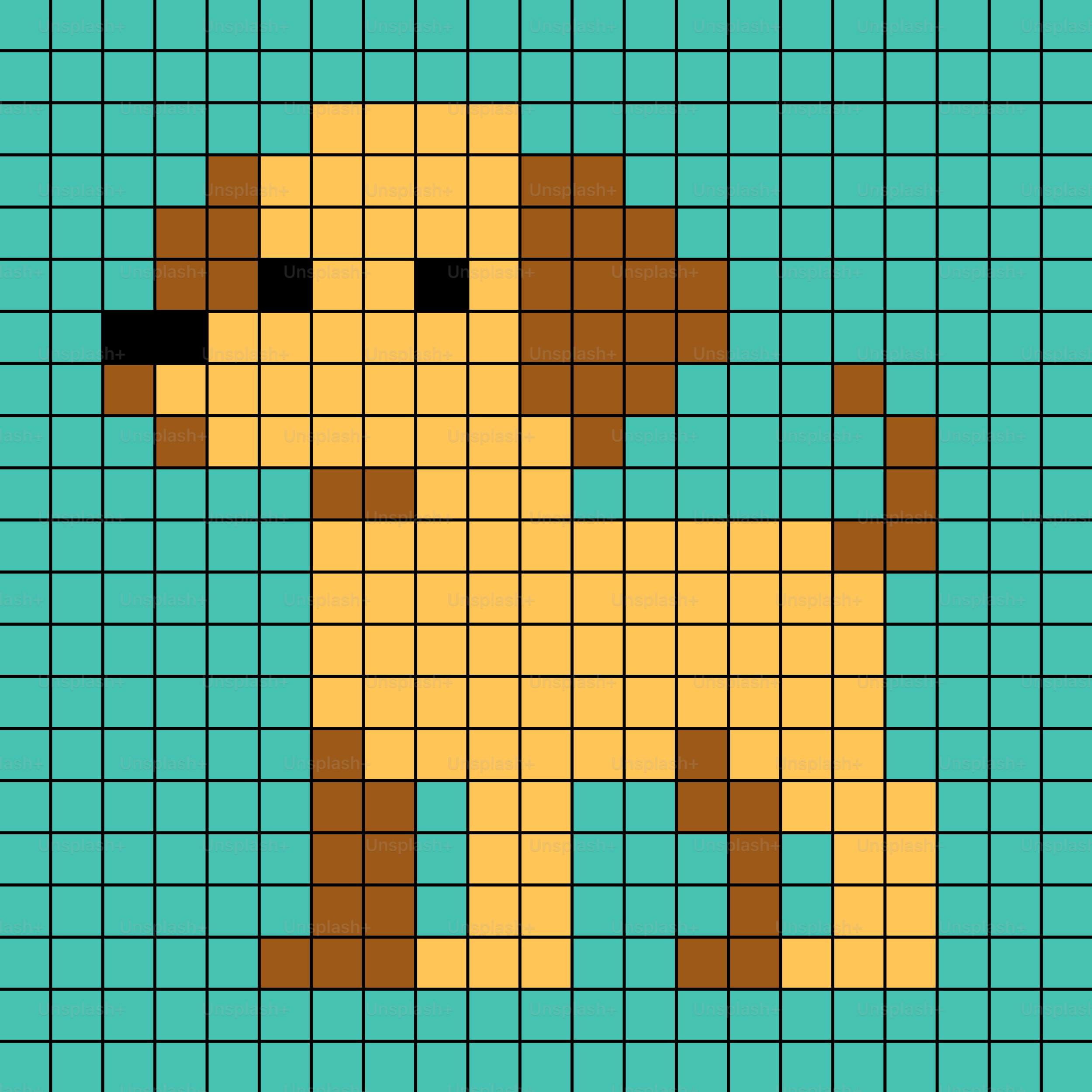 Pixel art of a brown and tan dog