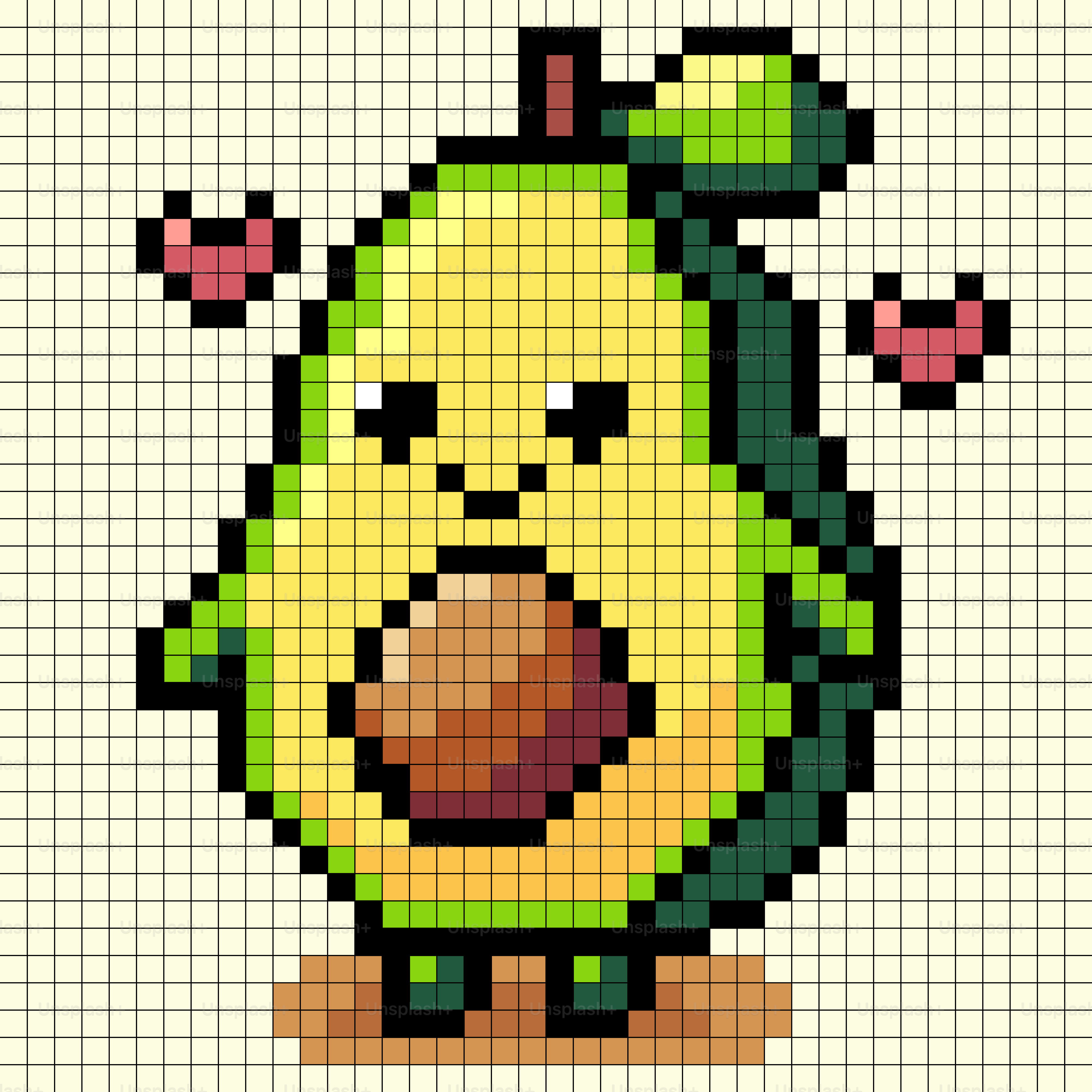 Pixelated avocado character with hearts - Vector Illustration on Unsplash+