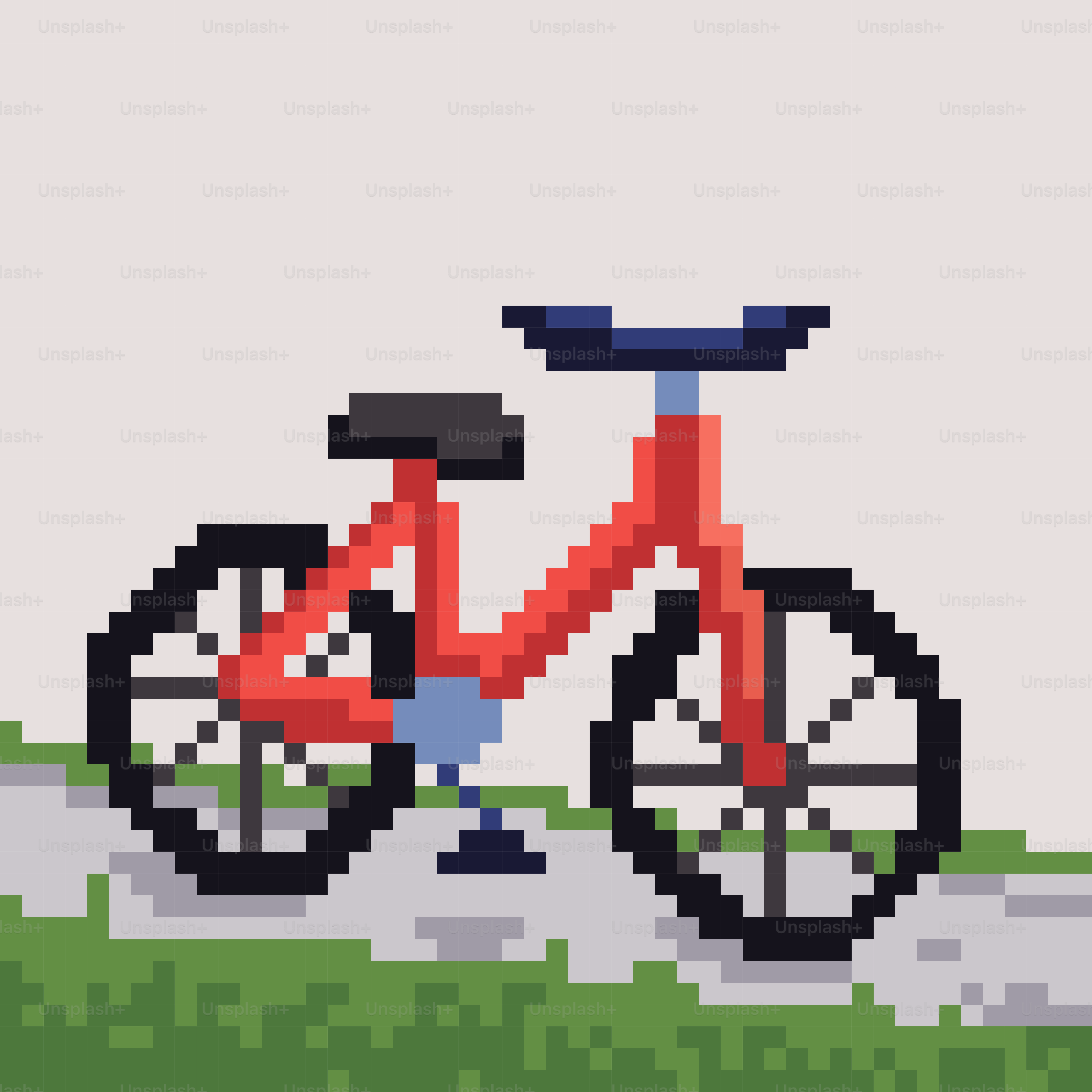 vektor-sepeda-merah-seni-piksel-di-jalan-setapak-gambar-seni-di-unsplash