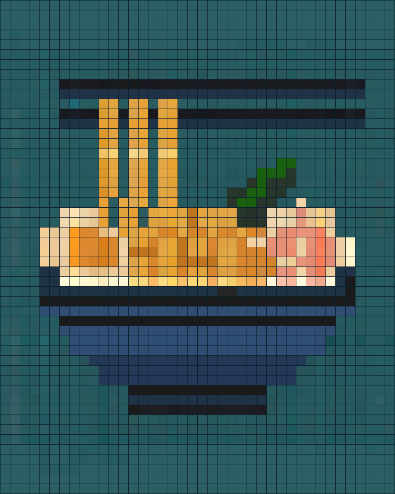 Pixelkunst von Ramen-Nudeln in einer Schüssel mit Stäbchen