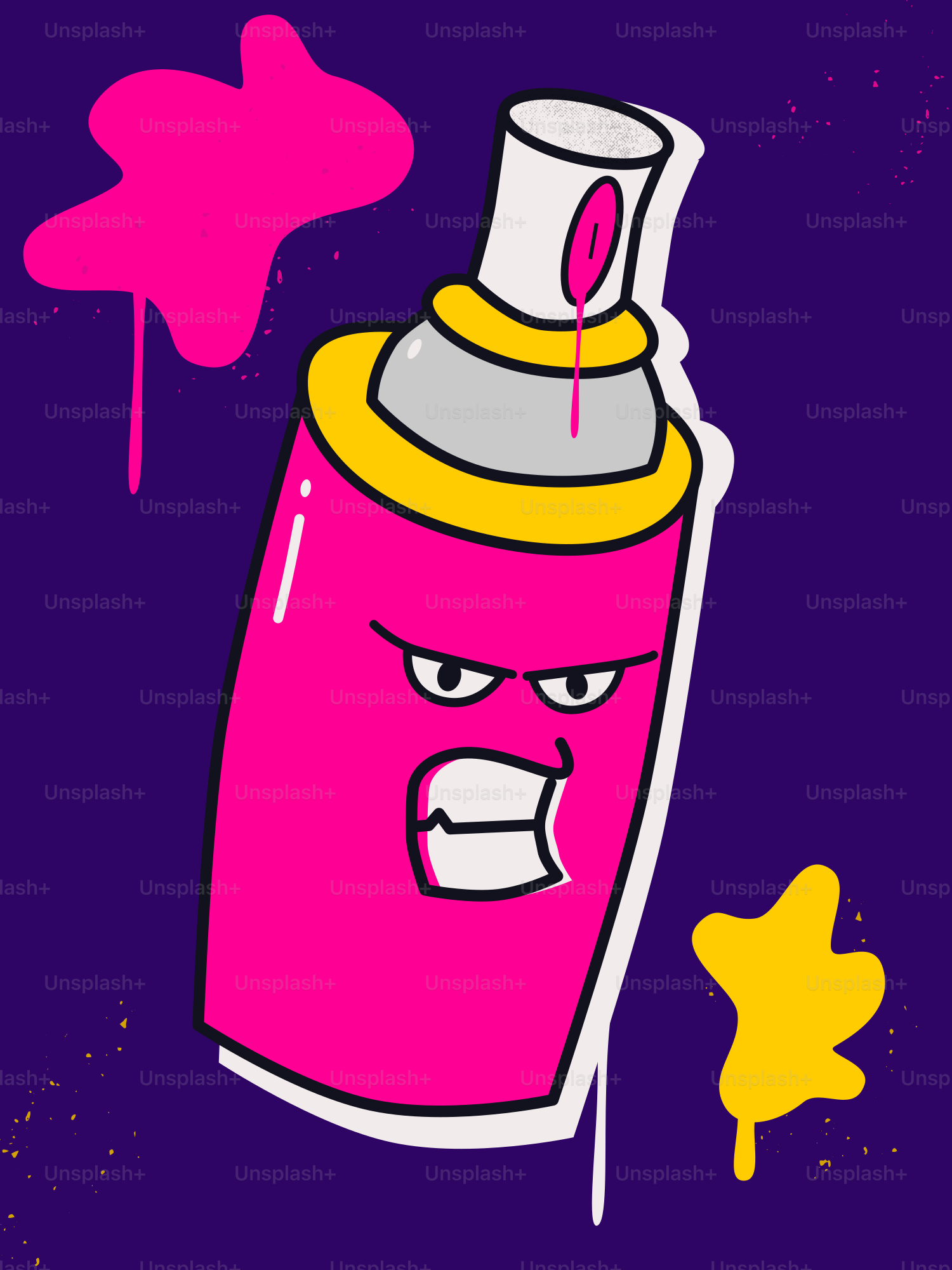 A cartoon spray paint can with an angry face.