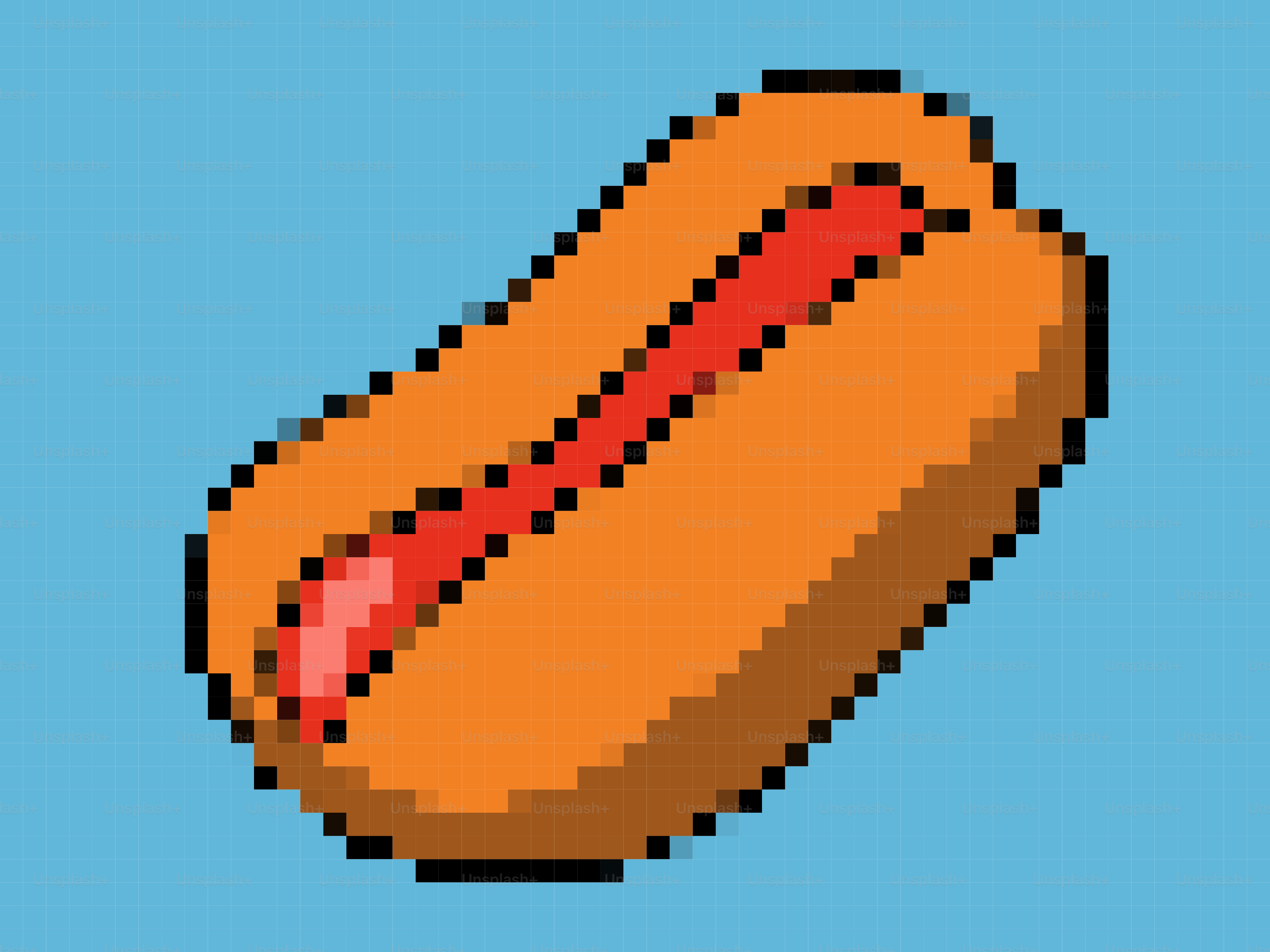 Hot dog seni piksel dengan latar belakang biru