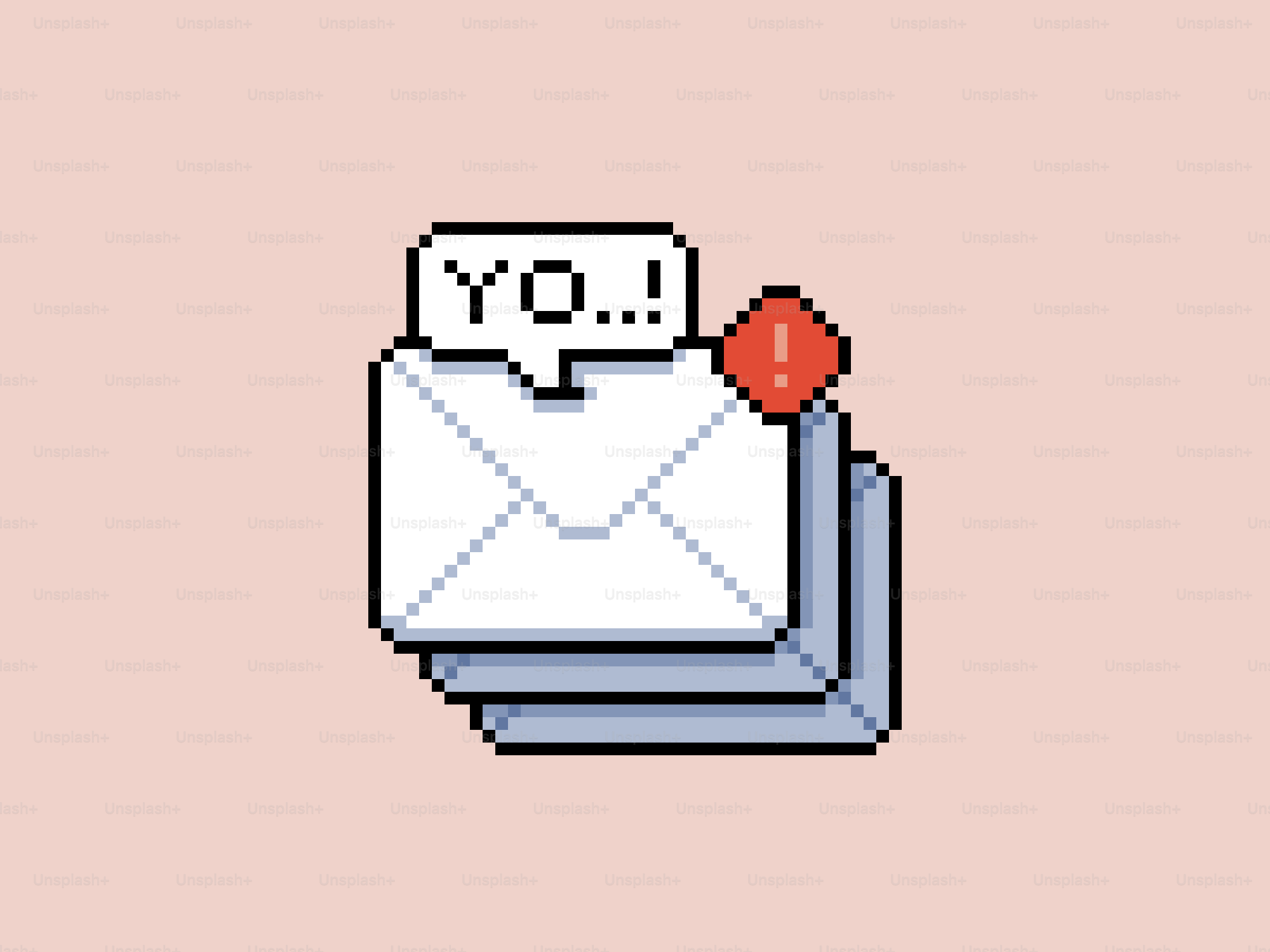 Envolturas de pixel art con una alerta de notificación.
