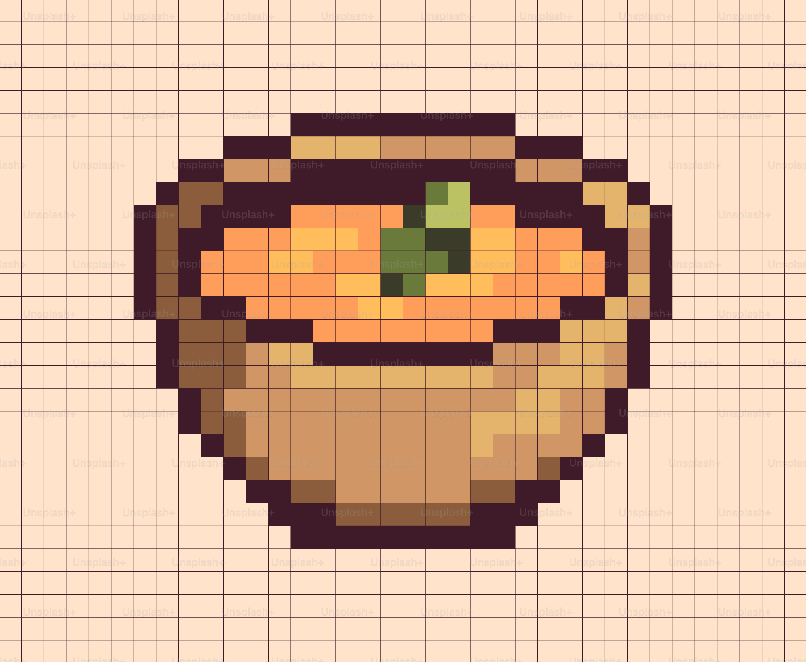 Cuenco de sopa en pixel art con un adorno verde