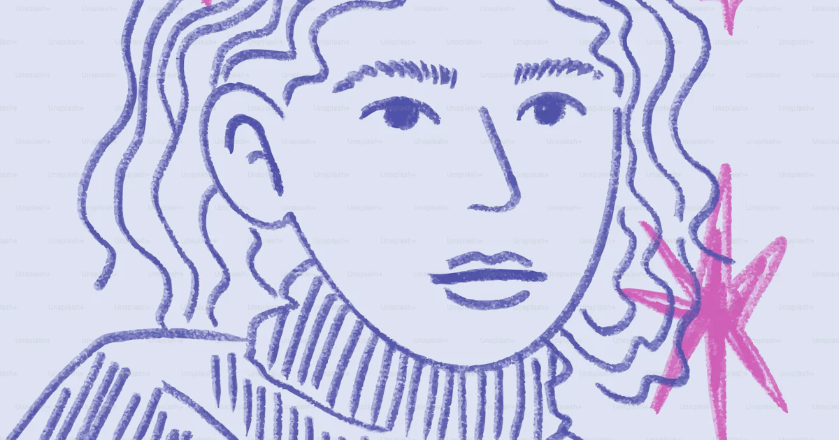 Vektor Gambar bergaya seseorang dengan rambut keriting. – Gambar Potret ...