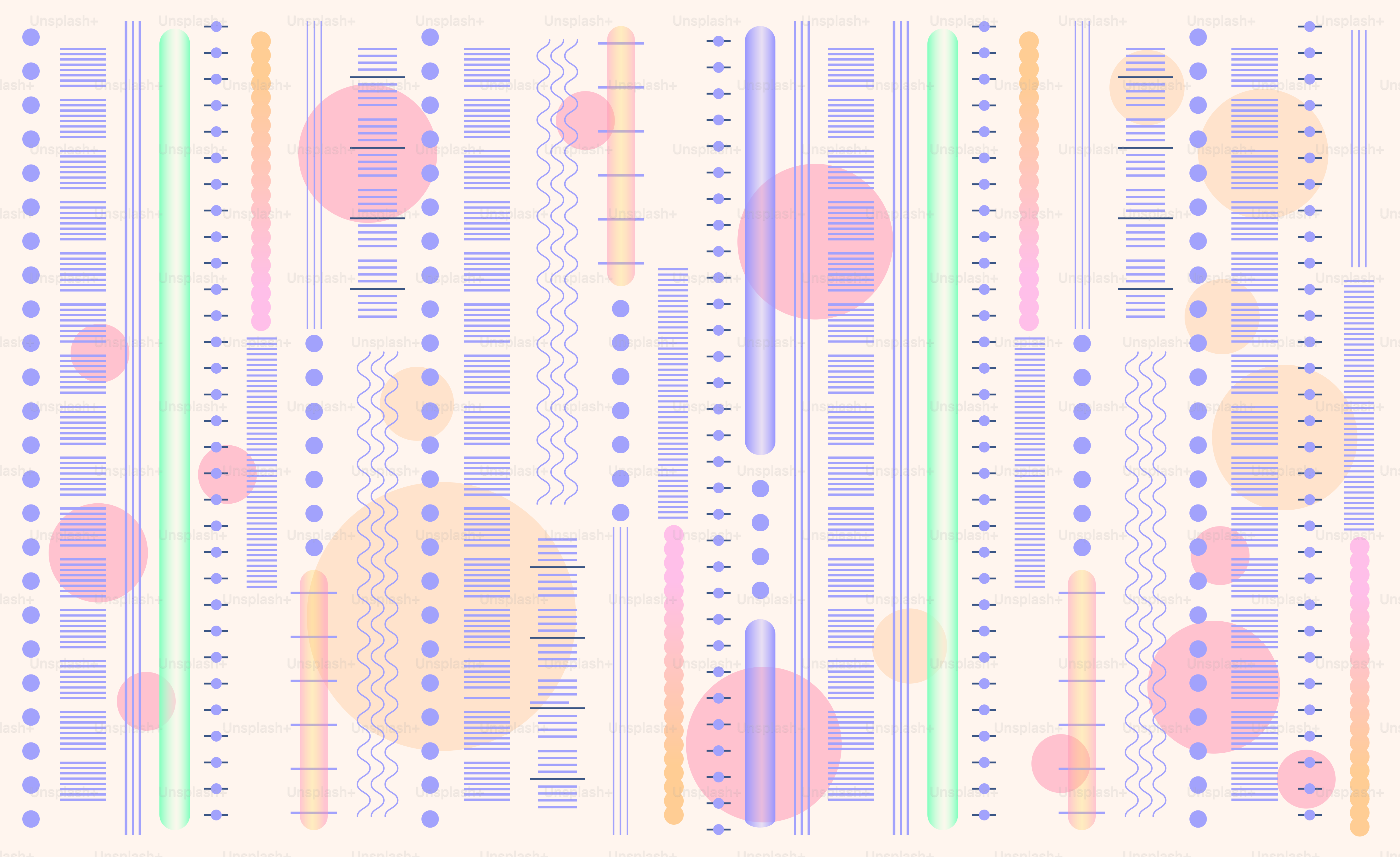 Patrón abstracto de formas y líneas de colores pastel.