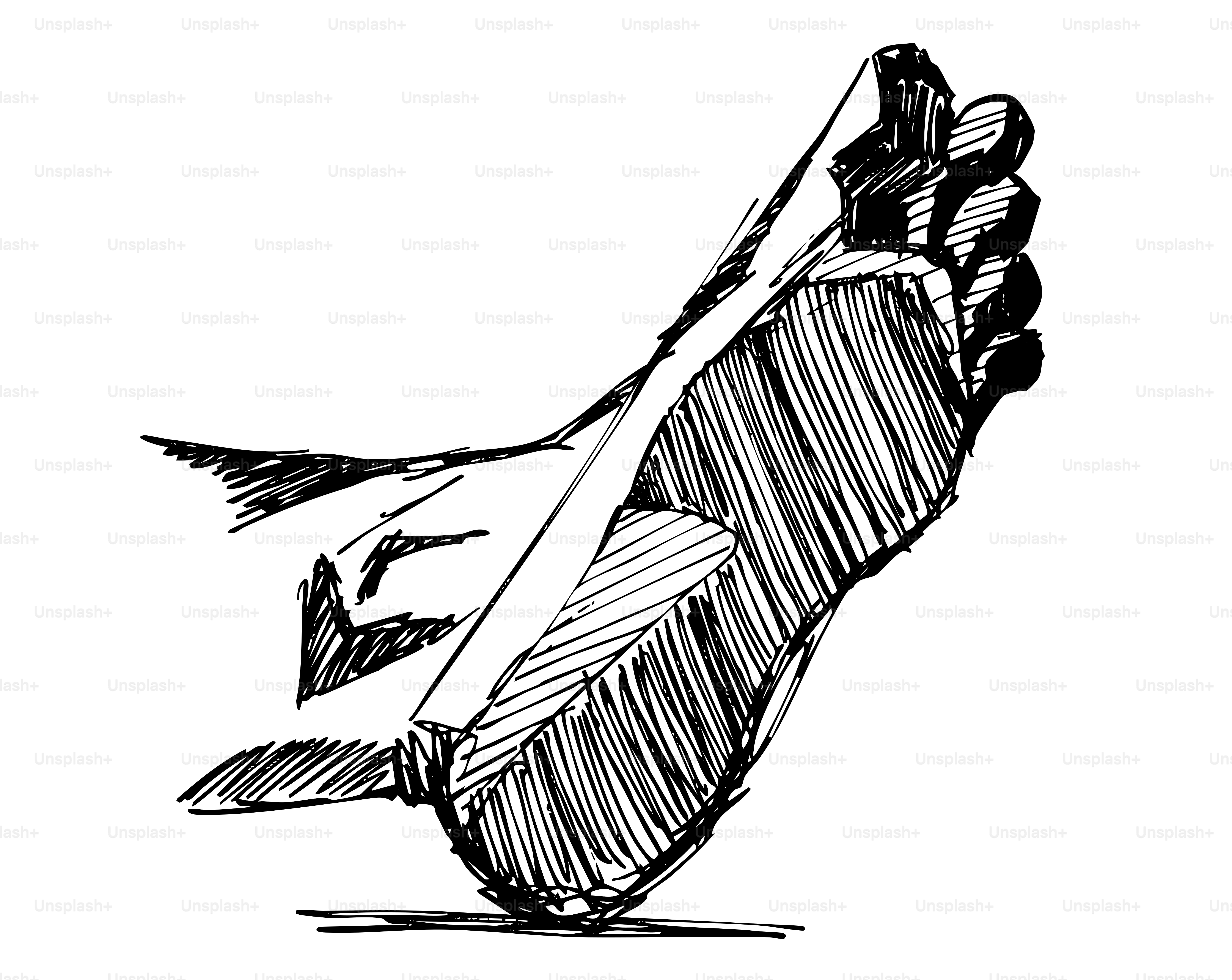 Sketch of a foot with a bandage