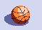 Pixel art de un balón de baloncesto con sombra