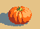 Pixel art de una sola calabaza naranja con sombra.