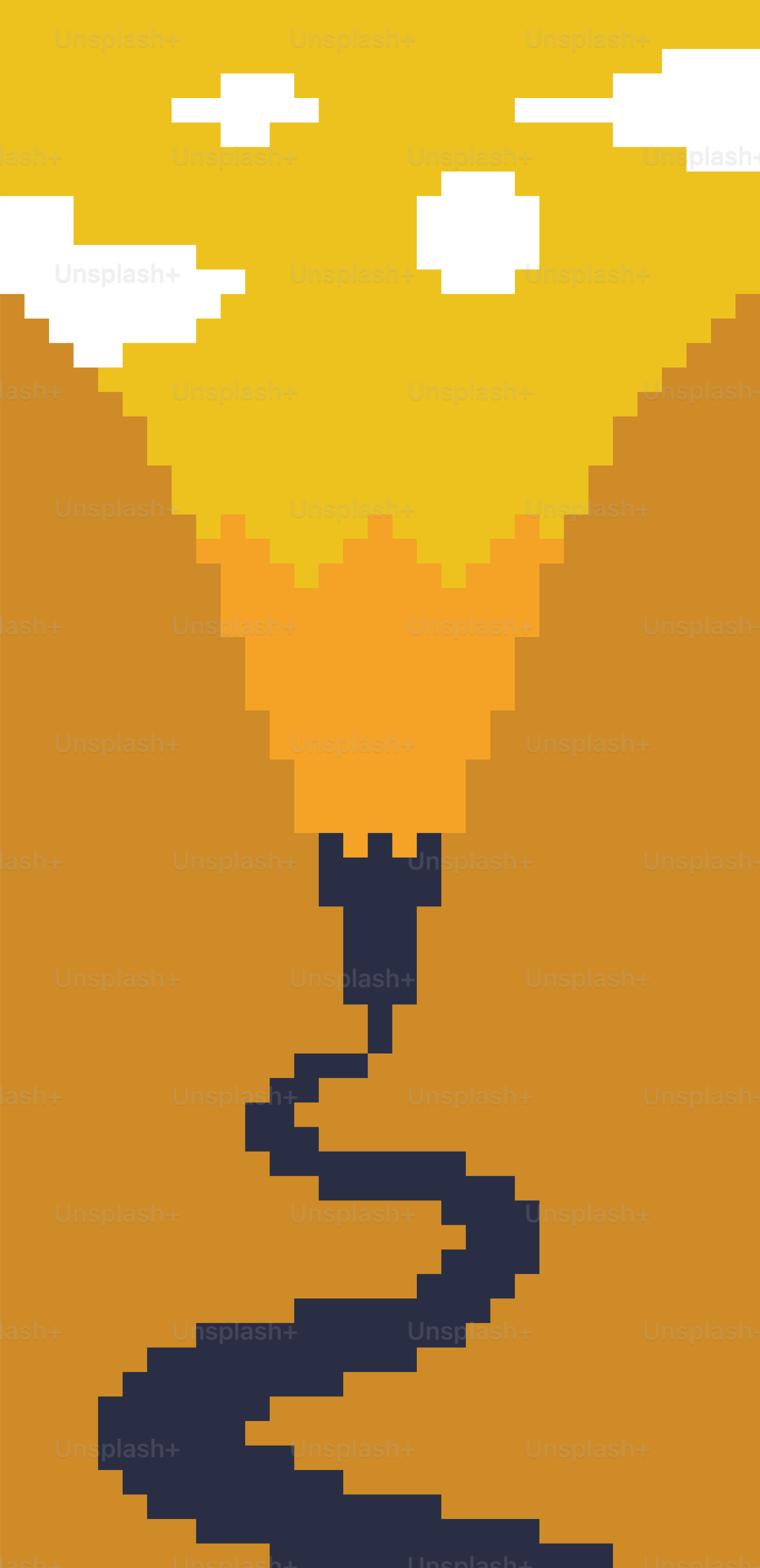Pixel art d’une rivière coulant d’une tour de château.