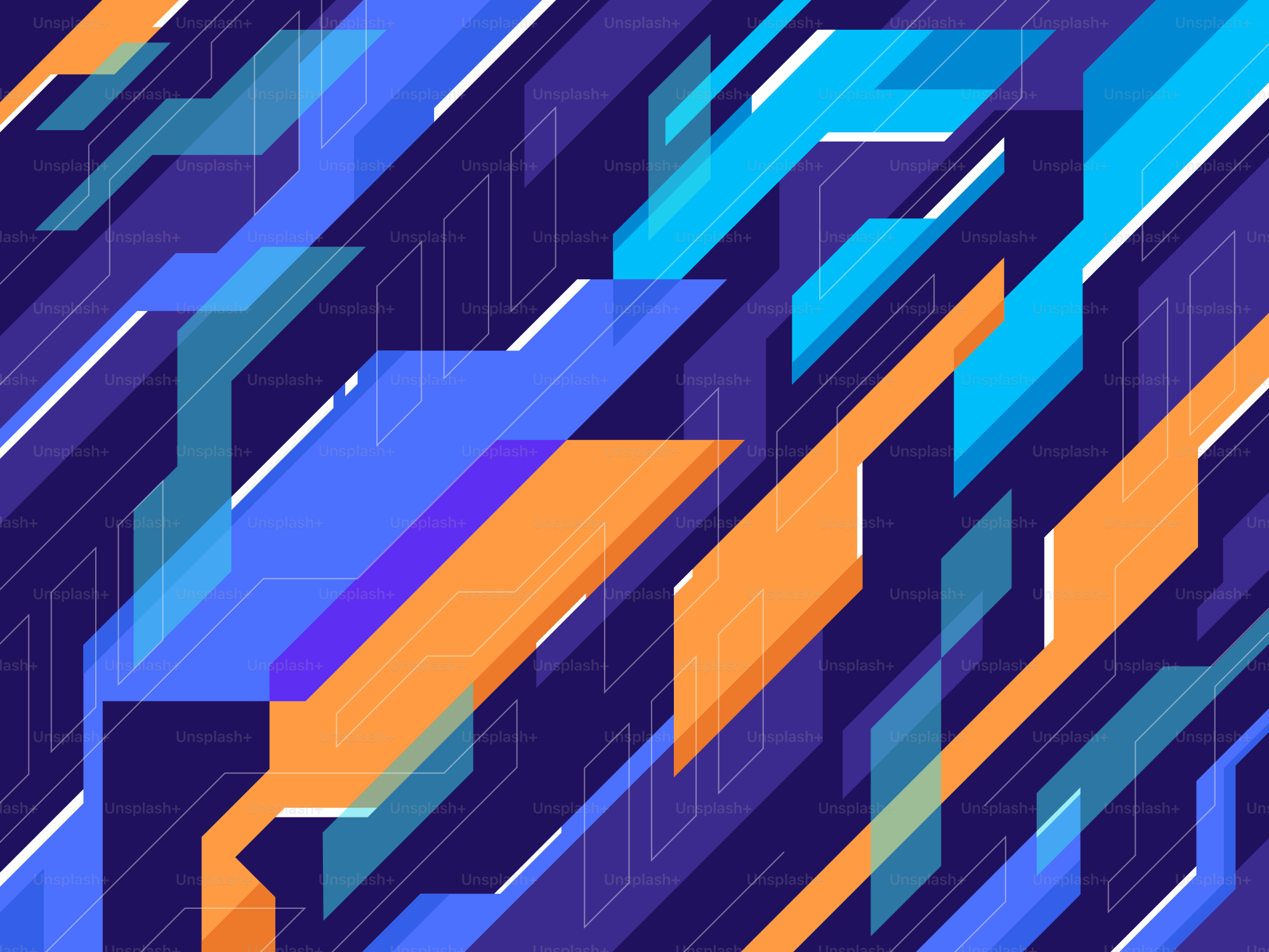 Abstract geometric pattern with blue, orange, and purple shapes. vector –  Wallpaper Image on Unsplash, image size:3000x2250